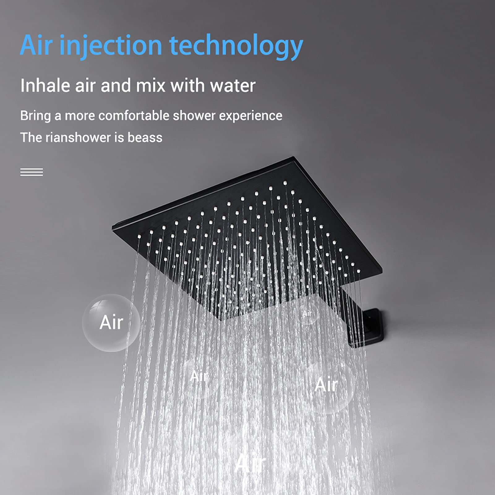 Premium Matte Black Shower Faucet Set - 10