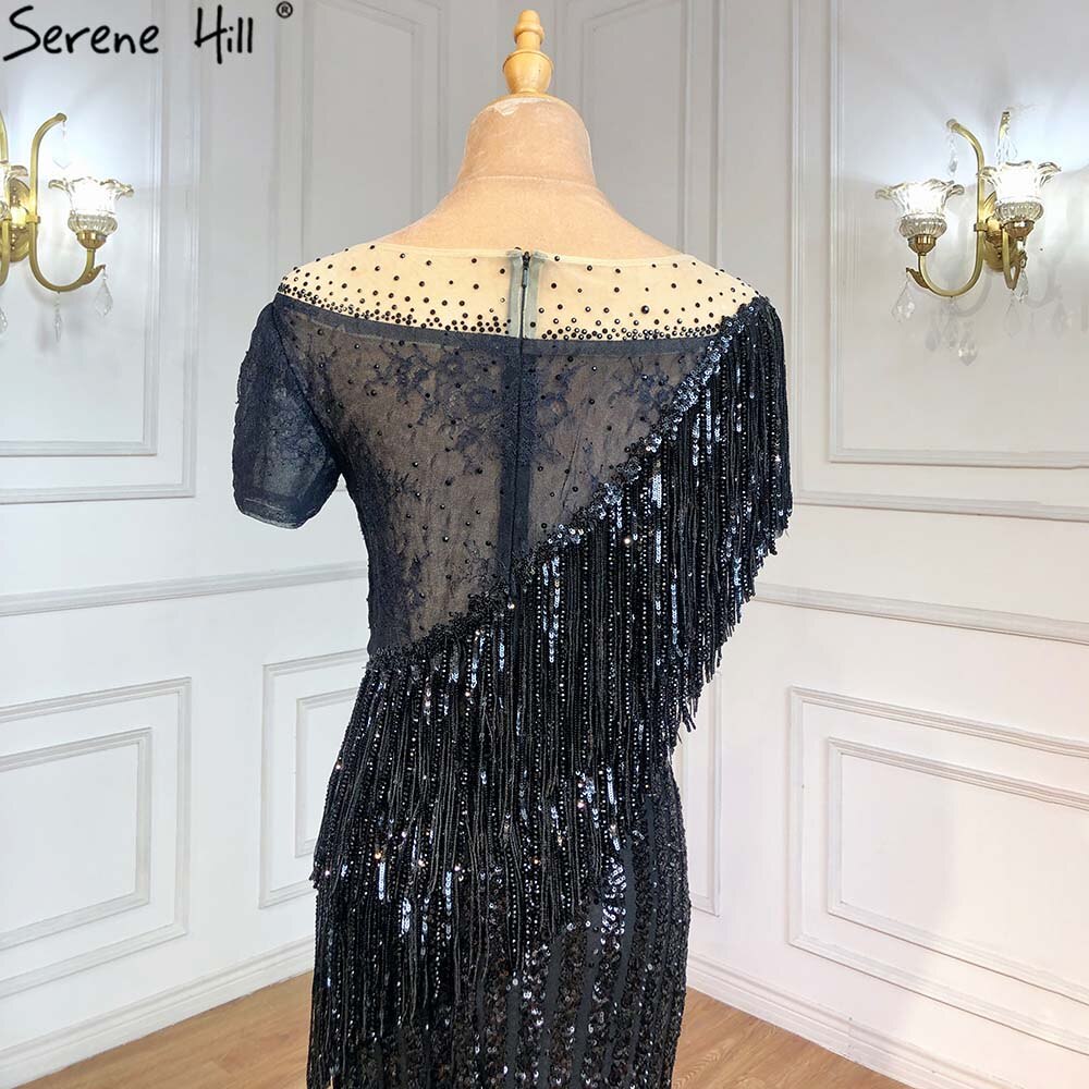 Serene Hill Black Mermaid Evening Gown with Beaded Tassel - Elegant Luxury Formal Dress for Women 2025 | Perfect for Prom, Gala, Wedding & Special Occasions