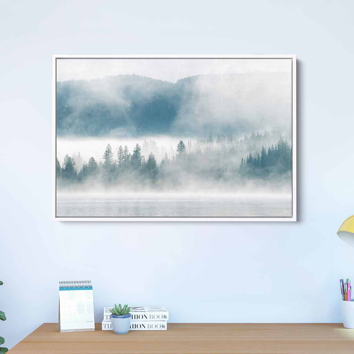 Grey Forest Wall Art Canvas Print - Modern Nature Landscape Painting for Living Room, Bedroom & Office Decor