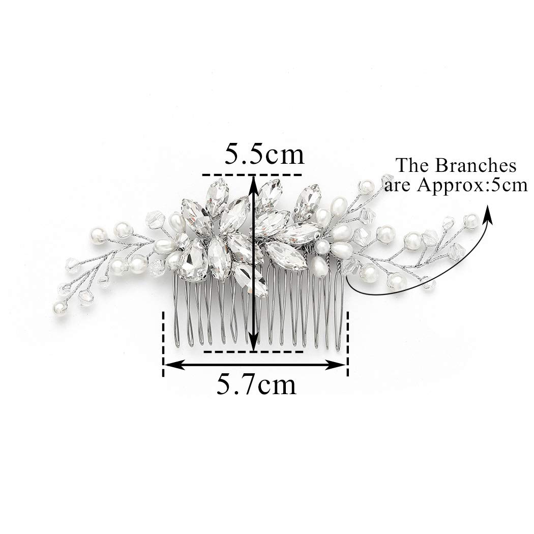 Gorais Crystal Wedding Hair Comb with Pearls & Rhinestones – Elegant Bridal Hair Accessories for Women & Girls (Silver) | Perfect for Weddings, Prom, Parties & Special Occasions