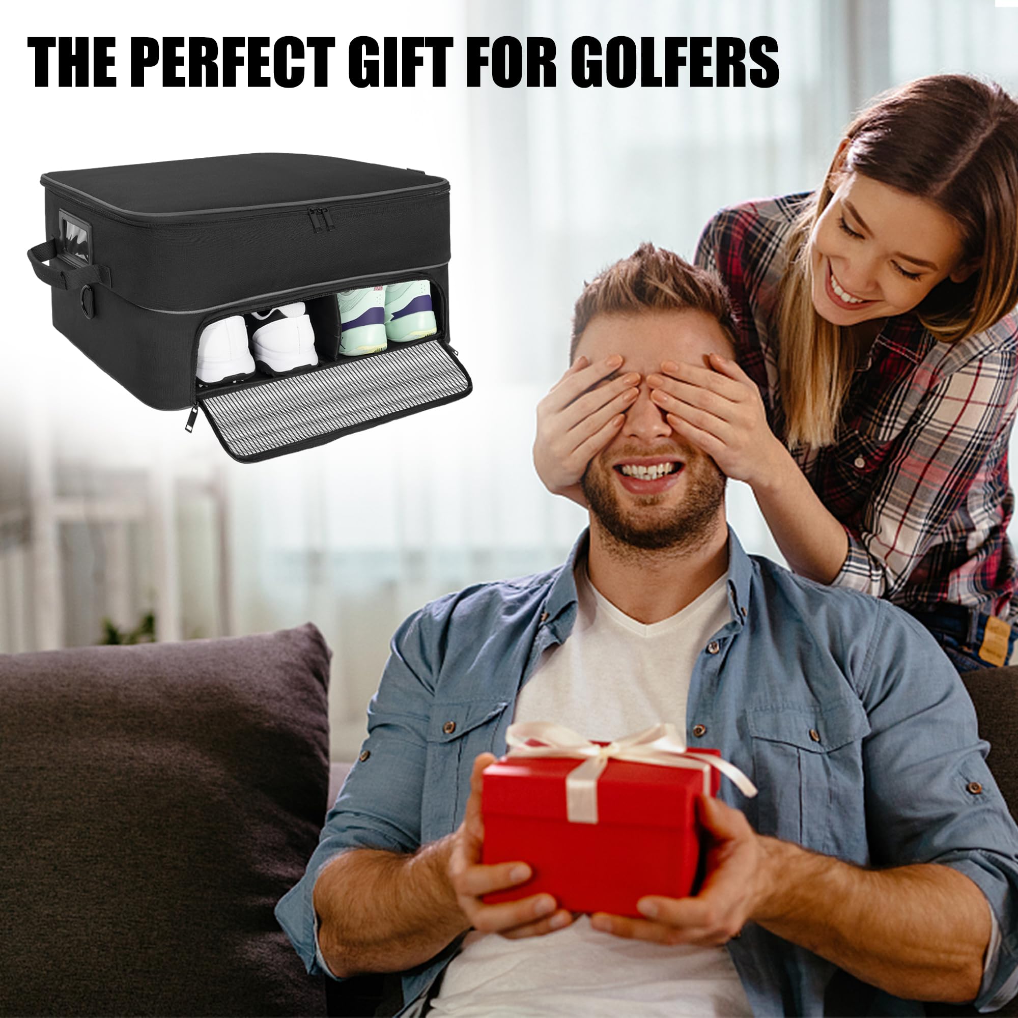 Premium 2-Layer Golf Trunk Organizer with Shoe Compartment - Car Storage for Golf Balls, Tees, Clothes, Gloves & Accessories | Perfect for Golfers & Travel Enthusiasts