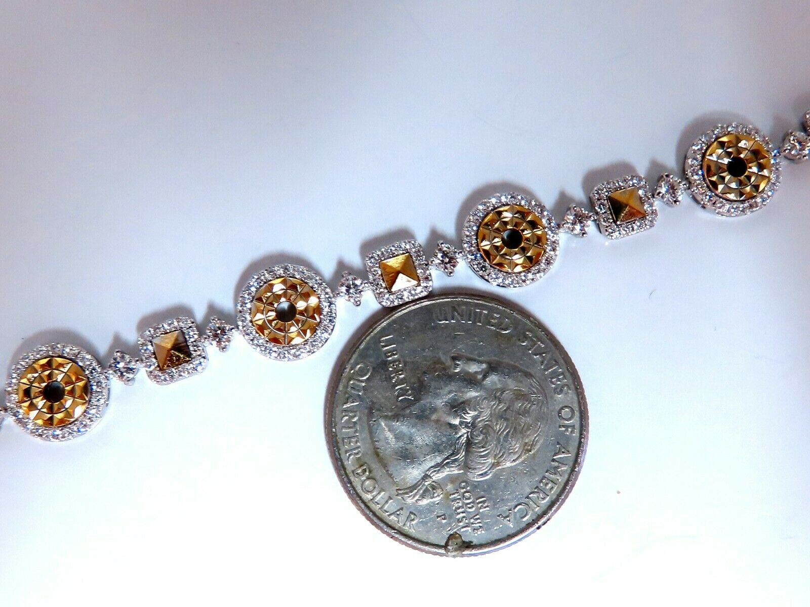 2.71ct Natural Round Diamond Pyramid Cut Link Bracelet in 18kt Gold - Elegant Intricate Design for Women's Jewelry, Perfect for Weddings, Anniversaries & Special Occasions