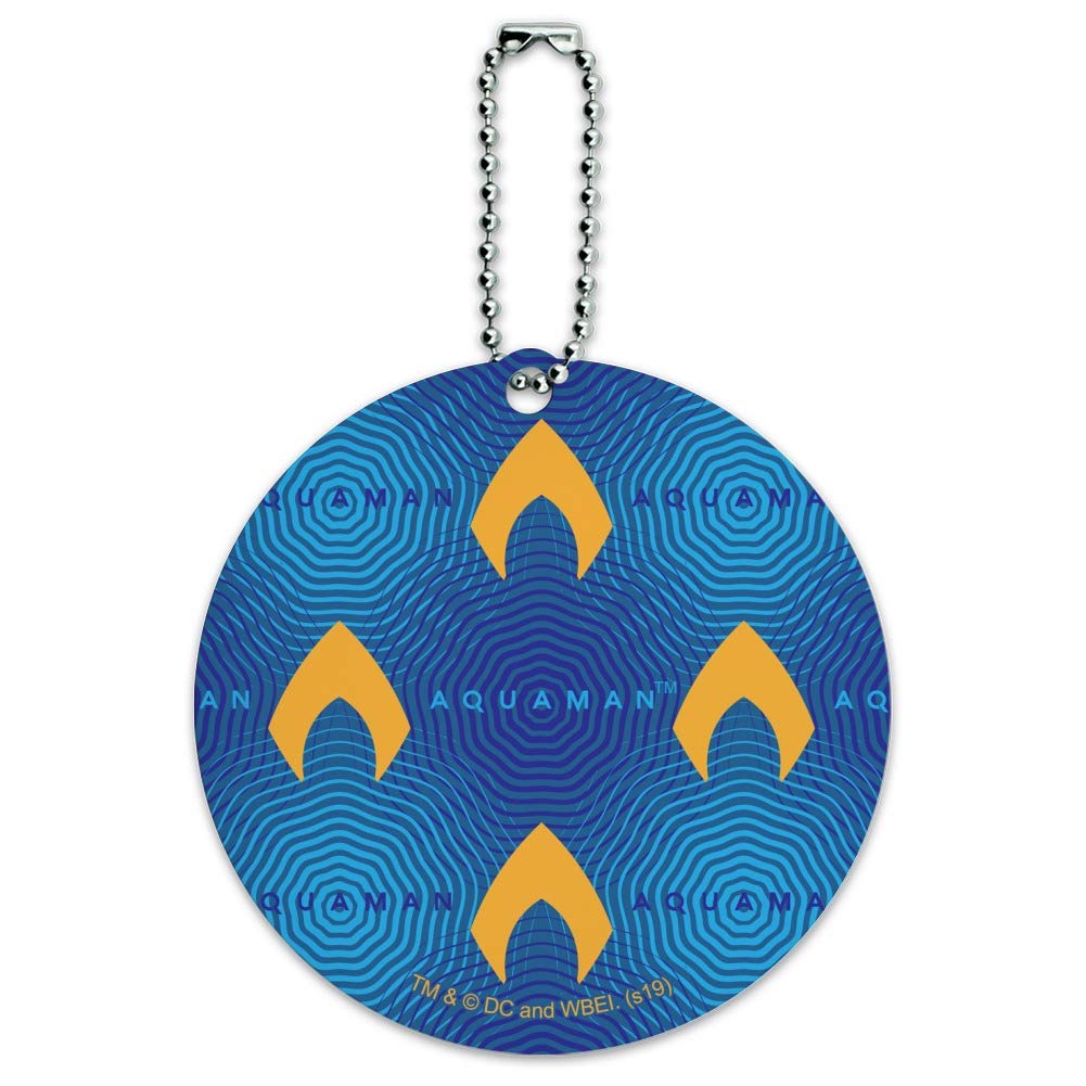 Aquaman Movie Logo Pattern Round Luggage ID Tag - Waterproof Suitcase Carry-On Name Tag for Travel, Business Trips & Vacation Identification