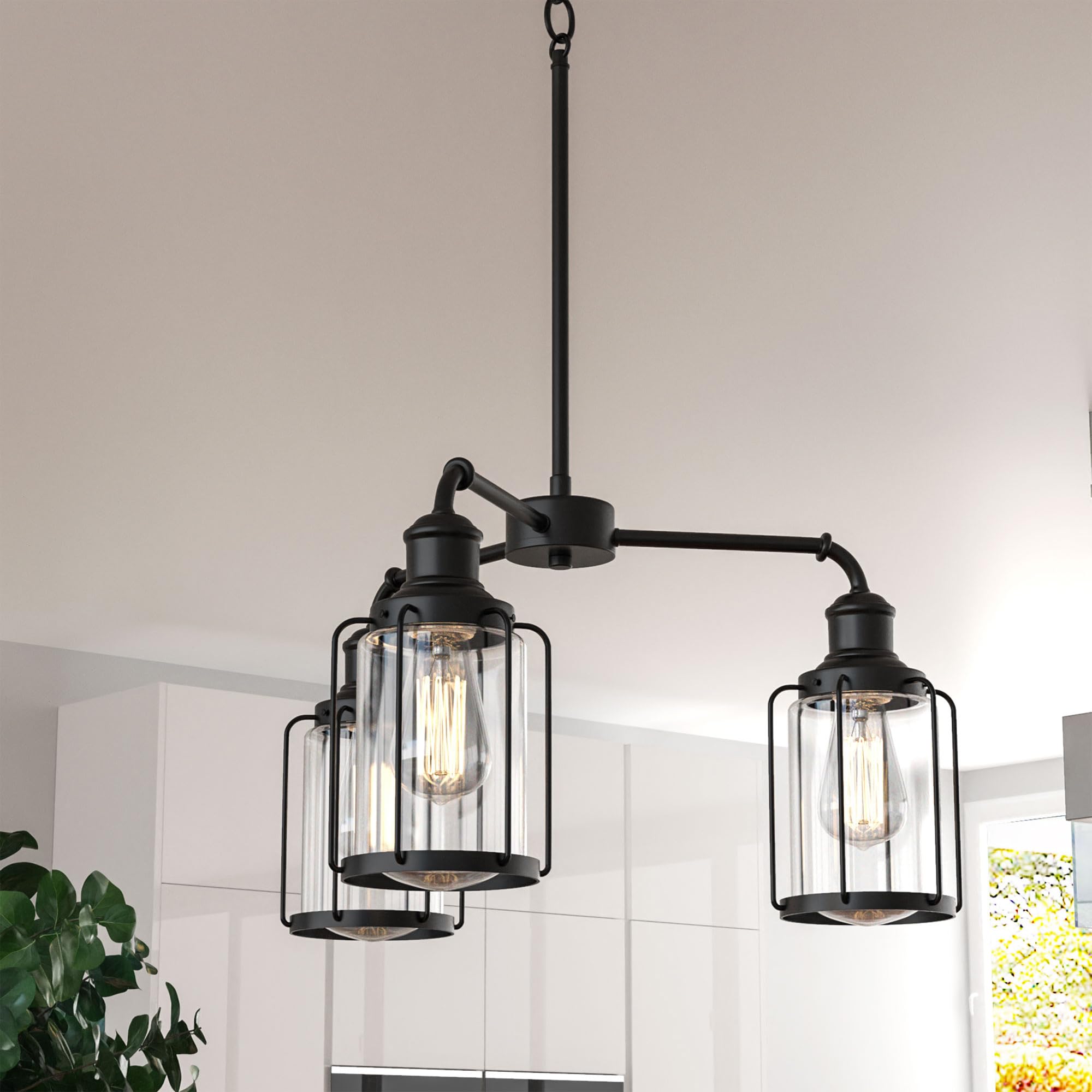 LEDMyplace 3-Light Matte Black Chandelier - Modern Birdcage Design Industrial Pendant Light with E26 Base, Perfect for Kitchen Island, Dining Room, Bedroom & Living Room Lighting (Bulbs Not Included) | Farmhouse & Vintage Home Decor Essential