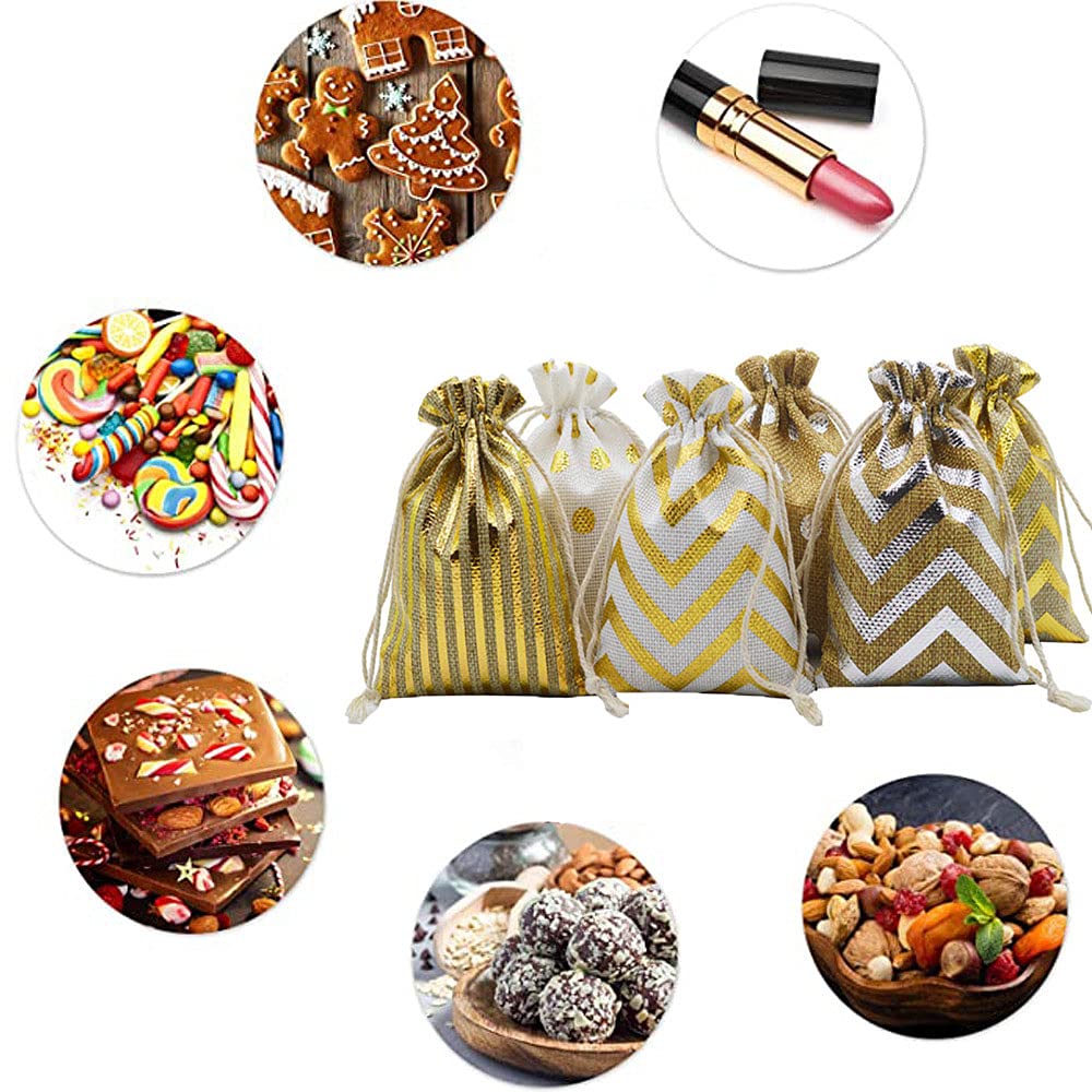 24Pcs Natural Linen Burlap Drawstring Bags - Small Jewelry Pouches for Wedding, Christmas, Birthday Party Favors | DIY Craft Storage Jute Sacks for Gifts, Jewelry, Beads & Small Keepsakes