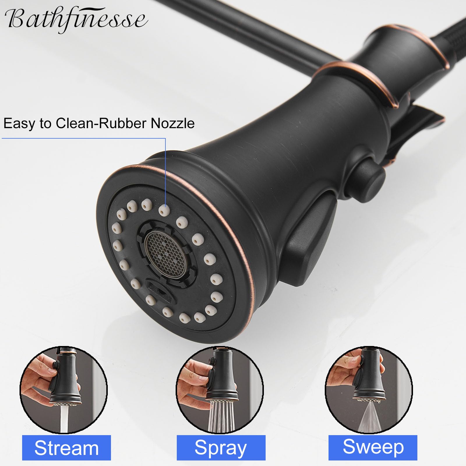 Premium Oil Rubbed Bronze Kitchen Sink Faucet with Pull Down Sprayer - 1 or 3 Hole Installation - Perfect for Modern Kitchens & Busy Home Chefs