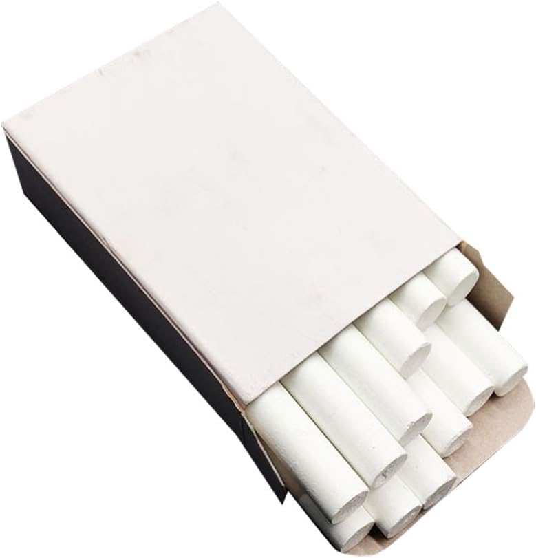 Katartizo 12-Pack White Dustless Chalk Sticks - Non-Toxic School & Office Chalkboard Supplies - Water-Soluble, Easy to Use for Teachers & Students - Perfect for Classrooms, Homeschooling & Office Whiteboards