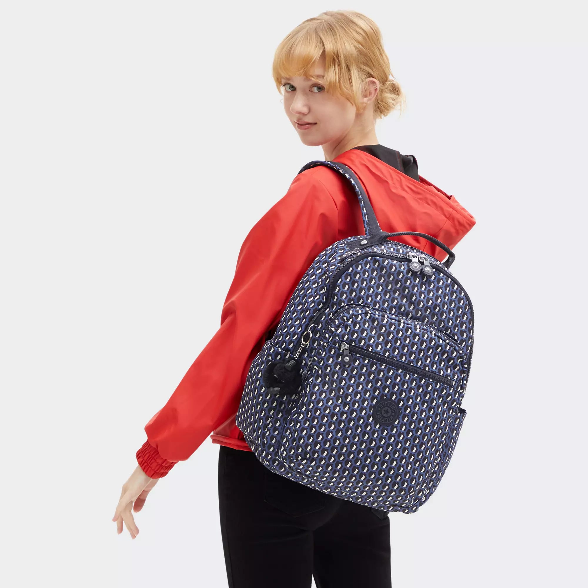 Kipling Seoul Printed 15 Inch Laptop Backpack - 3D K Blue | Lightweight & Durable School, Work & Travel Backpack for Women & Men