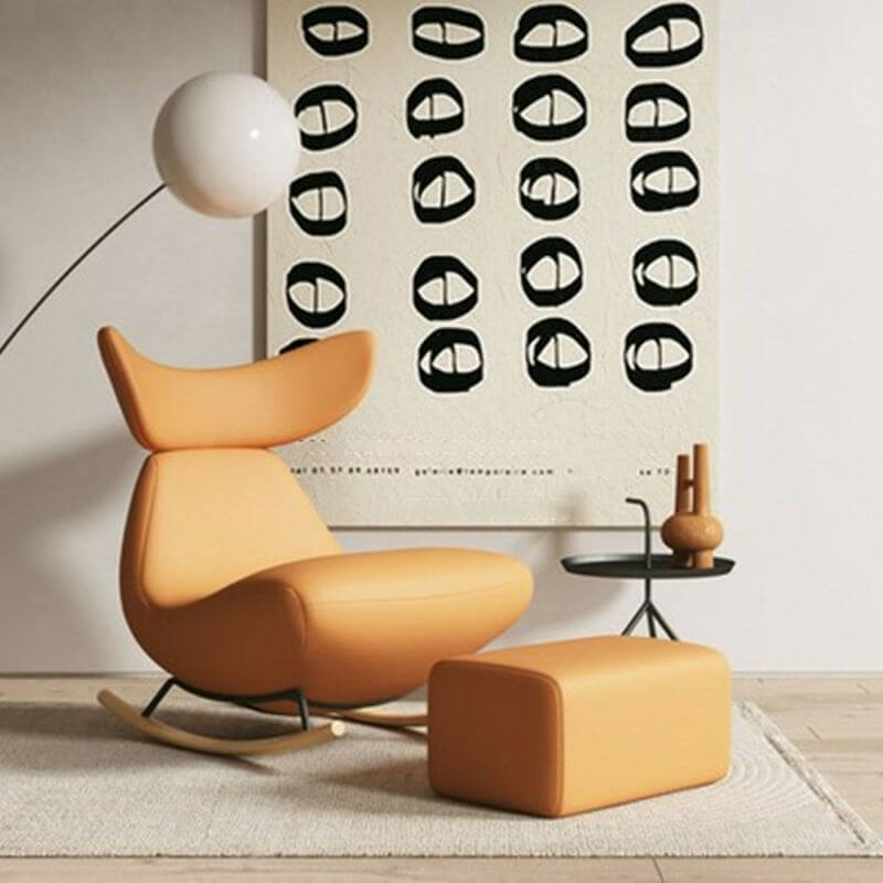 Ergonomic Wooden Rocking Chair with Wingback Design - Perfect for Living Room, Nursery, or Office Relaxation