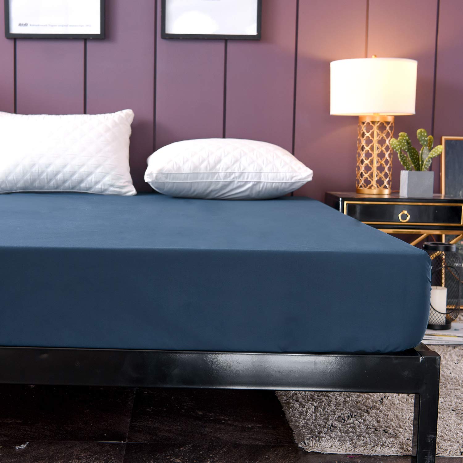 Blue Waterproof Fitted Sheet Full Size - Deep Pocket 15