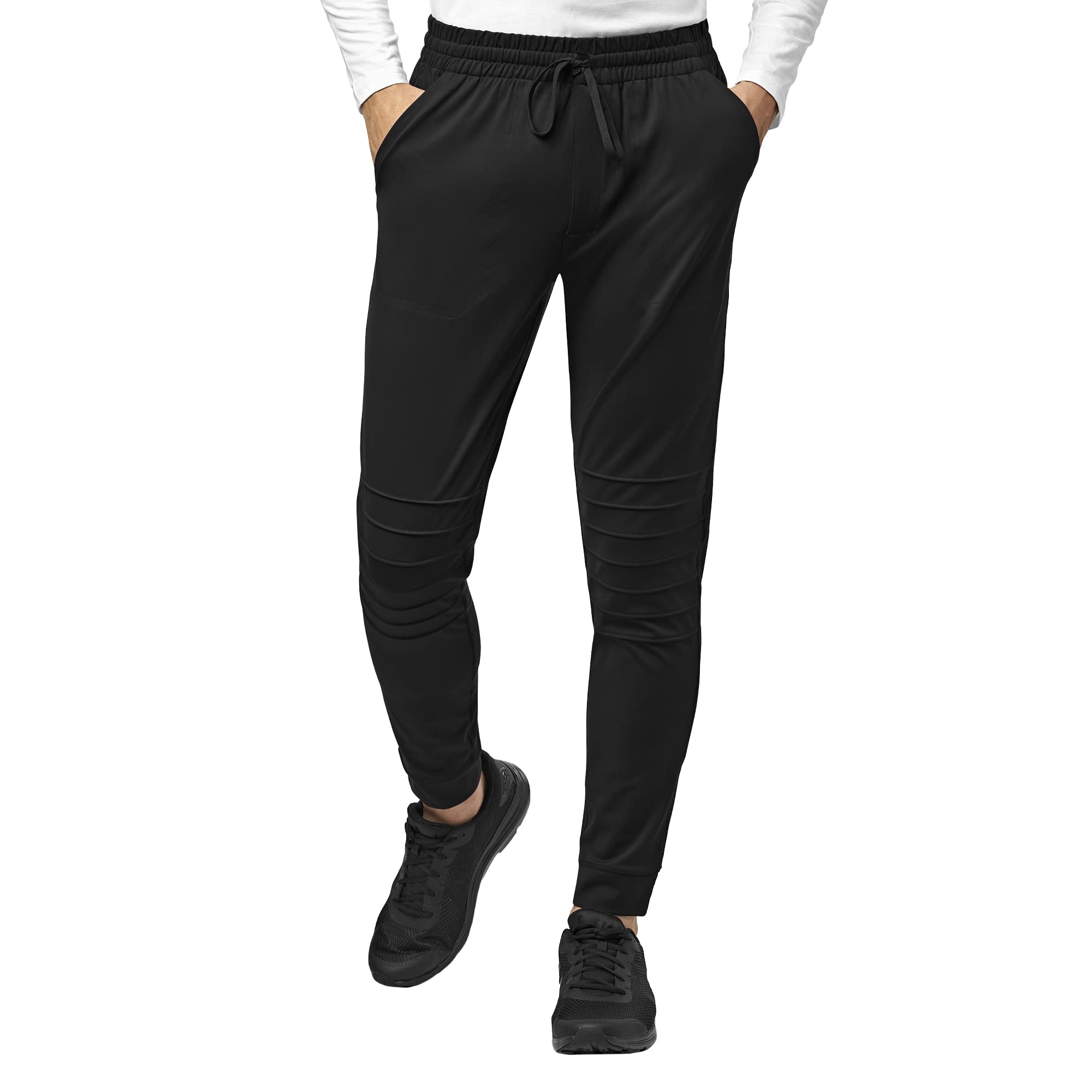 WonderWink MOTO Men's Scrub Set - Crew Neck Top & Pintuck Pants with Badge Reel | Comfortable Medical Uniform for Doctors, Nurses & Healthcare Professionals | Perfect for Hospitals, Clinics & Long Shifts