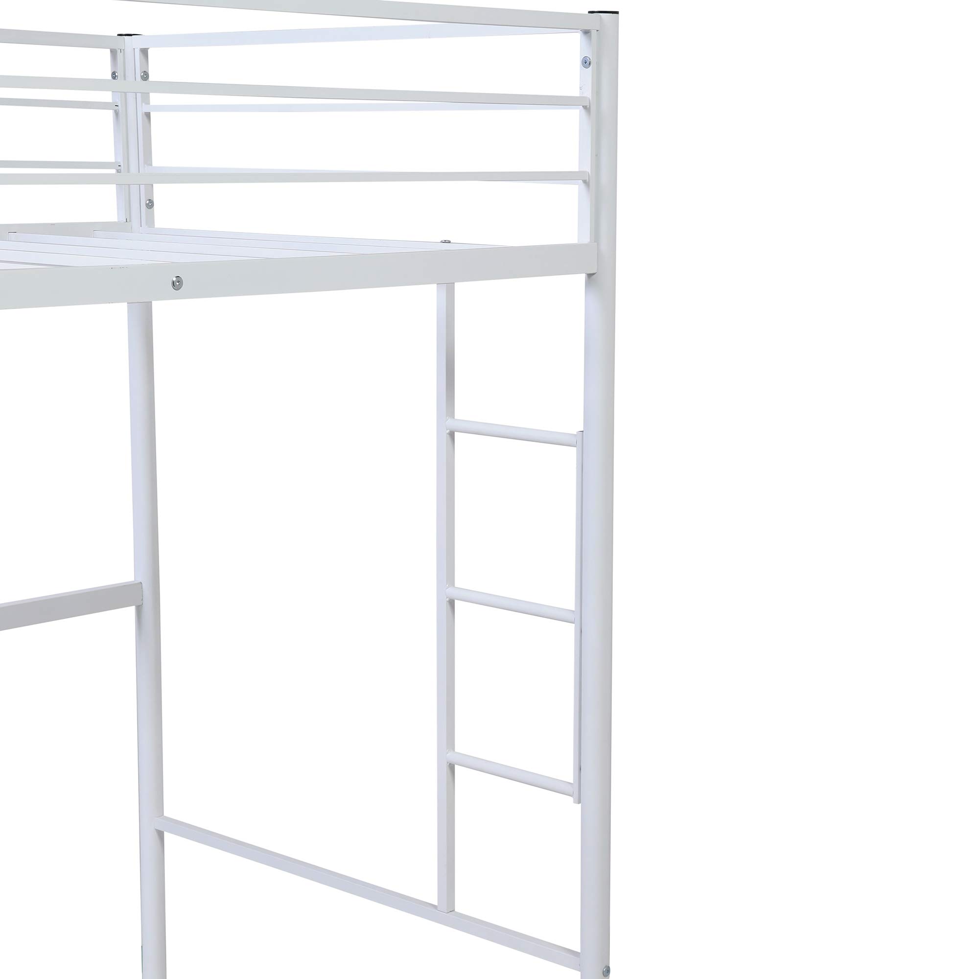 Harper & Bright Designs Twin Over Full Bunk Beds with Study Desk - Metal Bunk Bed Frame, Convertible to Loft Bed or Platform Bed - White Space-Saving Furniture for Kids, Teens & Small Rooms - Perfect for Bedrooms, Dorms & Shared Spaces