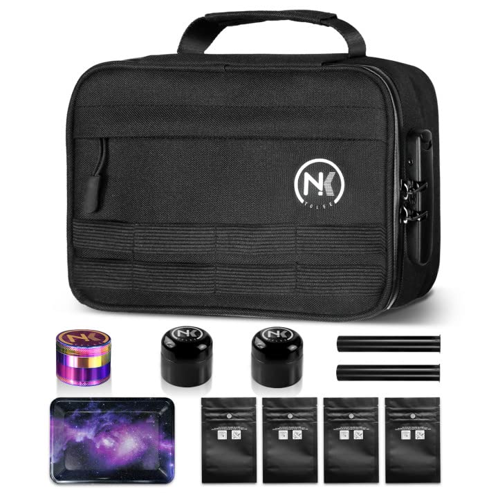 NKTOLEE Smell Proof Bag with Combination Lock - Odor Resistant Stash Box & Travel Storage Container | Personal Organizer for Cash, Jewelry, Medicine | Perfect for Travel, Camping & Outdoor Activities
