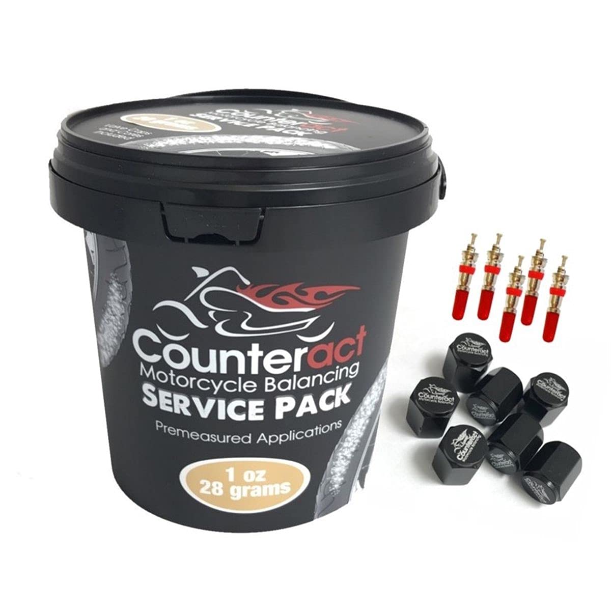 Counteract MKSP1 Motorcycle Tire Balancing Beads - 20 Pack 1oz Pre-Measured Beads with Vortex Valve Caps & Cores - Perfect for Harley, Sport Bikes & Off-Road Tires - DIY Wheel Balancing Kit for Smoother Ride & Extended Tire Life