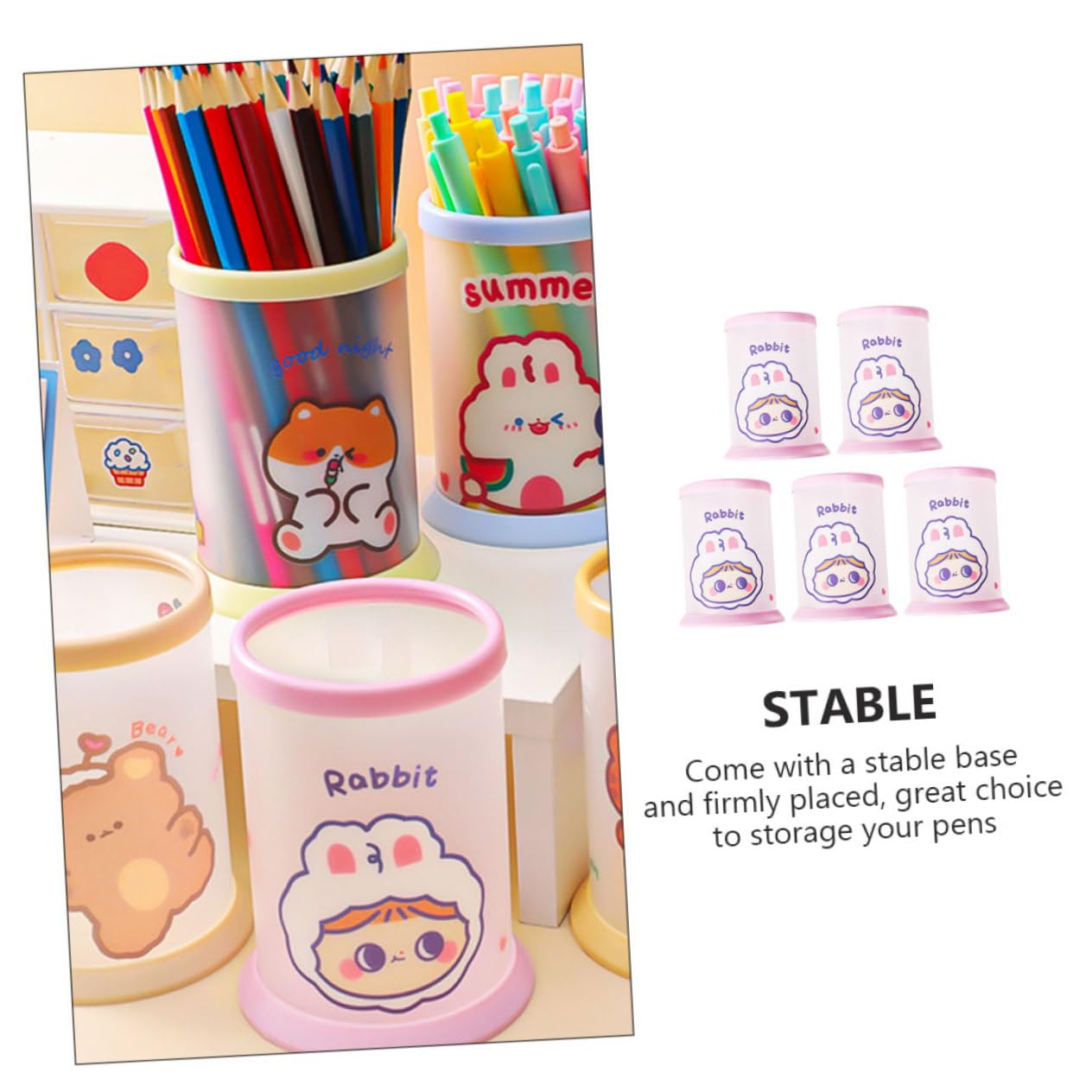 Parliky 5-Piece Pen Pencil Holder Set - Compact Desk Organizer for Stationery Storage - Elegant Office Accessory for Home, School & Workspace Organization