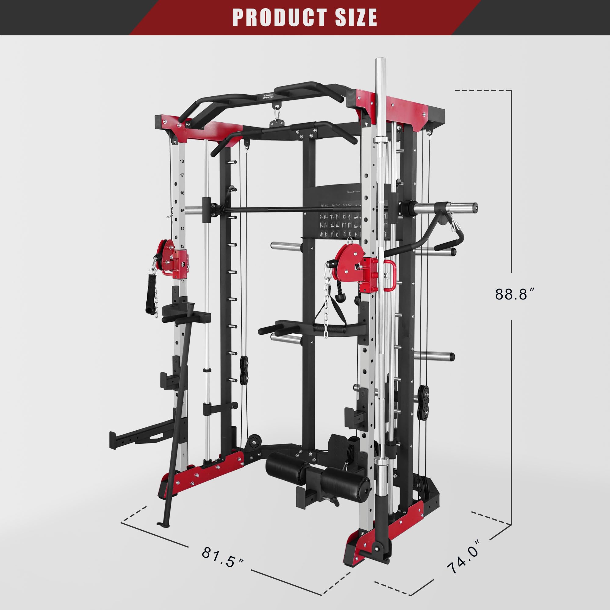 Fitness Dreamer Smith Machine - Heavy Duty Home Gym Equipment for Strength Training & Weightlifting | Perfect for Home Workouts & Commercial Gyms
