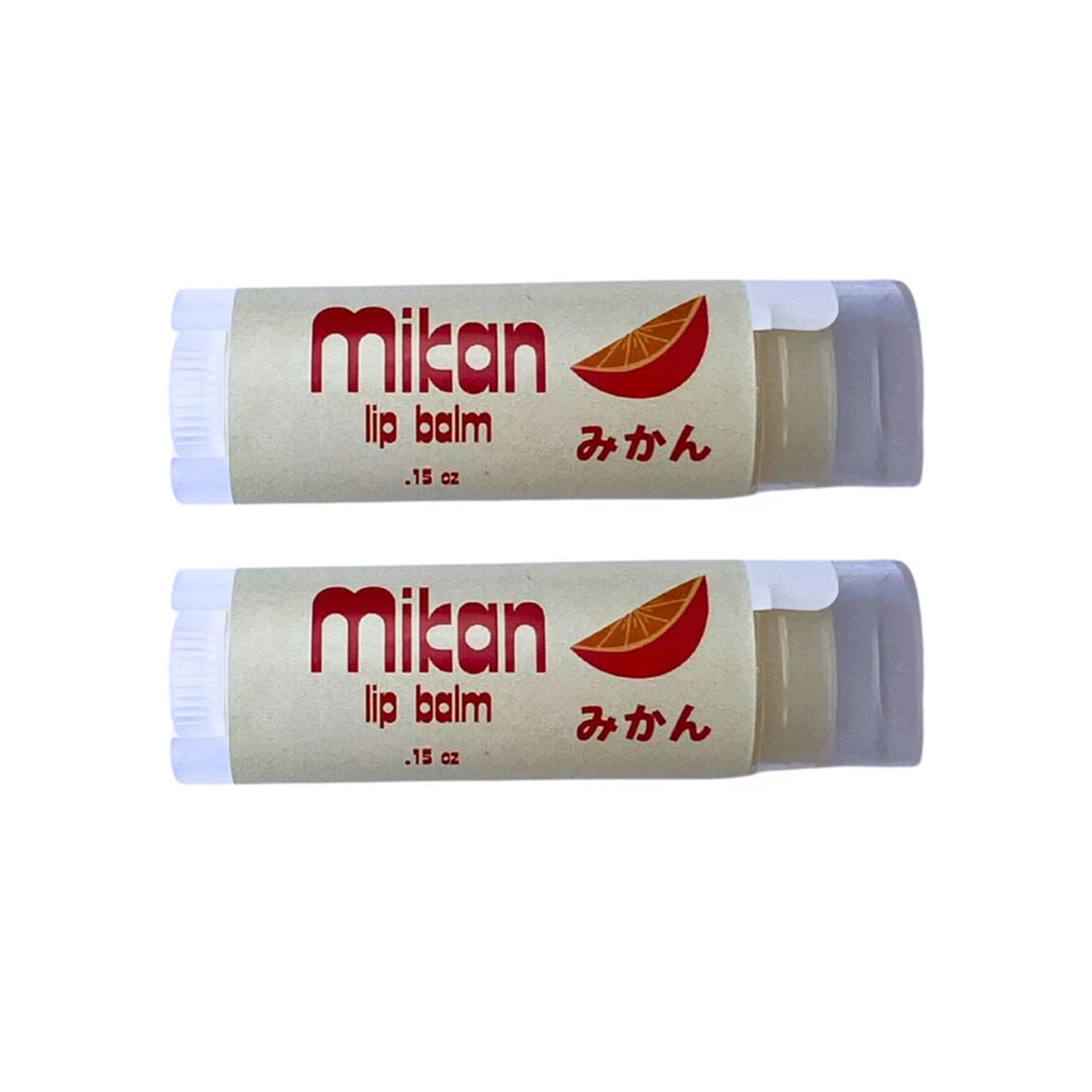 Mikan Citrus Lip Balm - Pack of 2 - Natural Moisturizing Lip Care with Shea Butter, Castor Oil & Vitamin E - Handmade in USA - Perfect for Dry Lips, Winter Care & Daily Hydration