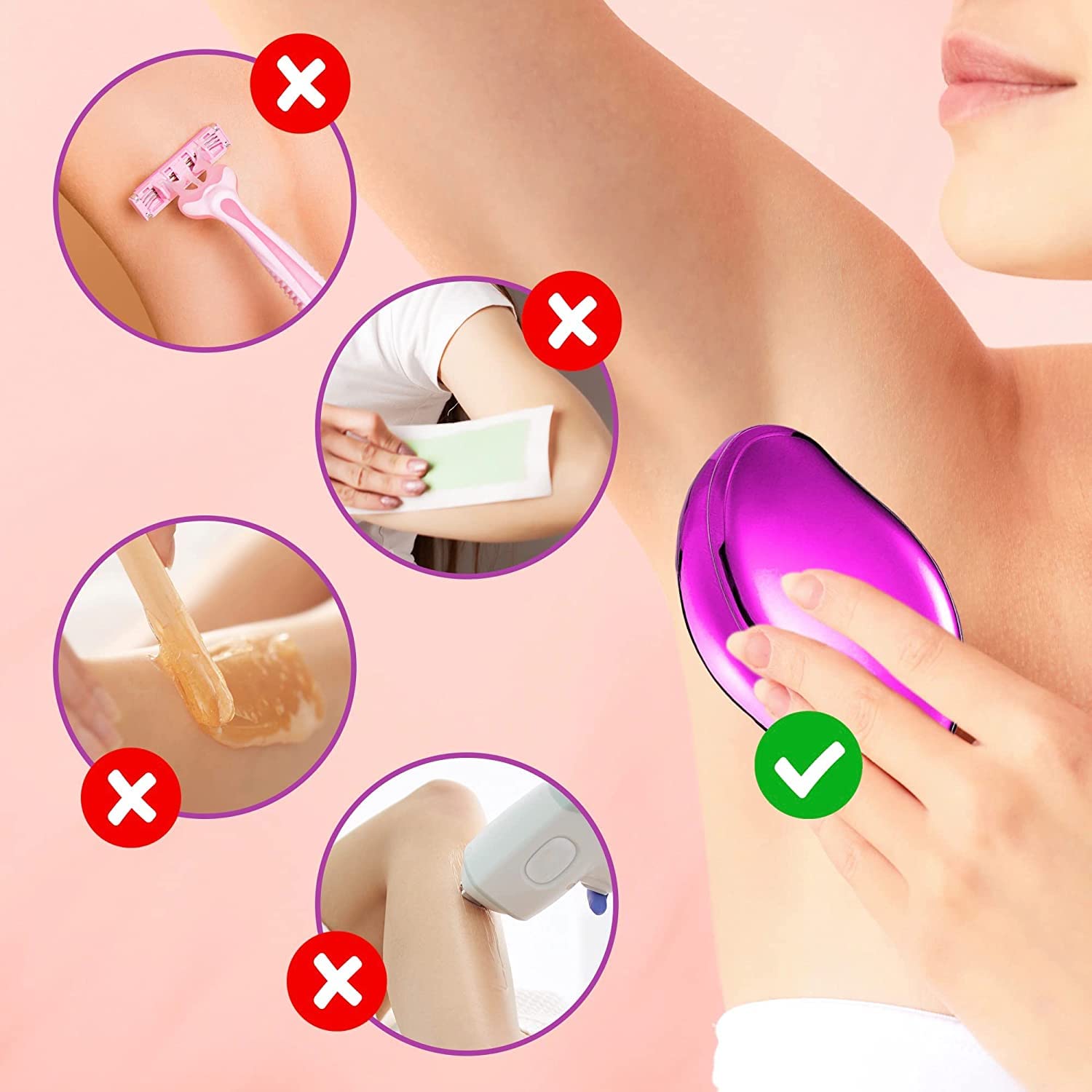 Magic Crystal Hair Remover - Painless Hair Removal Cream for Smooth Skin | At-Home Hair Eraser for Legs, Arms & Bikini Line | Gentle & Effective Crystal Hair Eraser for Women & Men