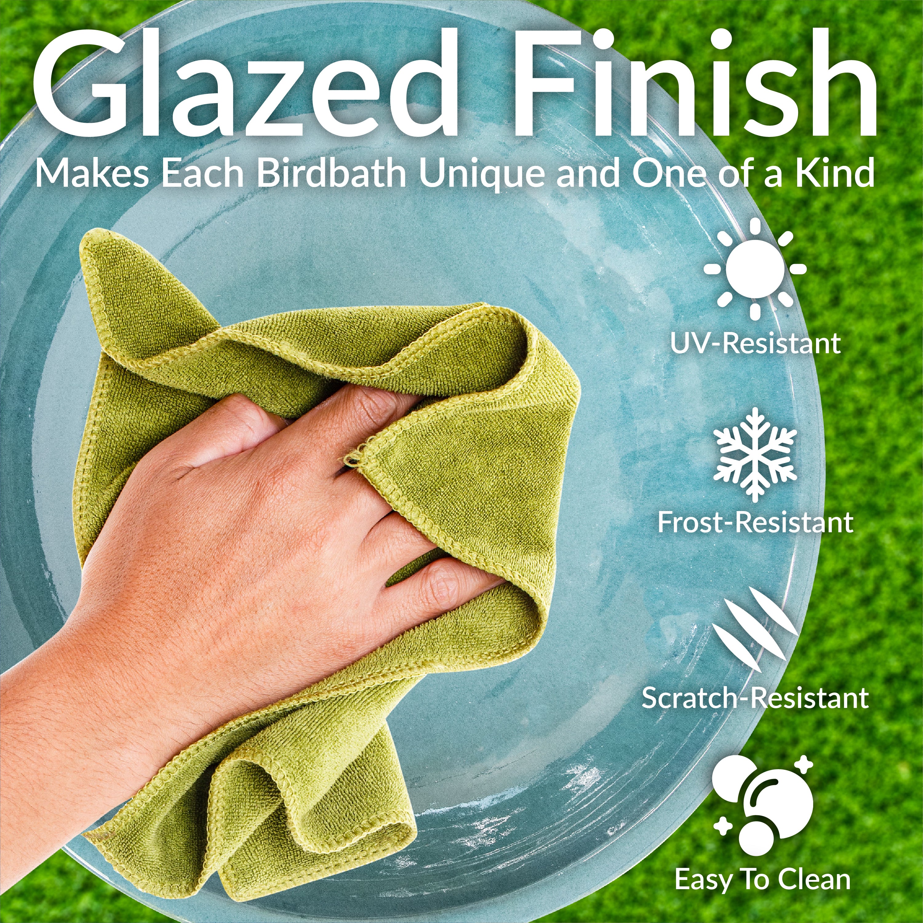 Sunnydaze Calais Glazed Ceramic Bird Bath - Jade Green Outdoor Garden Decor, 25 Inch Height - Perfect for Attracting Birds to Your Backyard or Patio