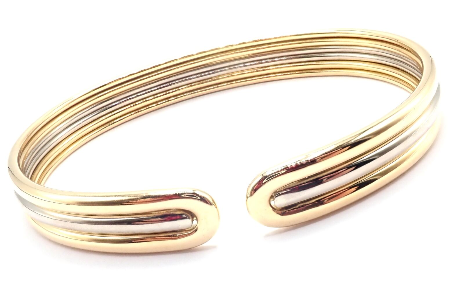 Authentic Van Cleef & Arpels 18k Yellow & White Gold Bangle Cuff Bracelet - Luxury Jewelry for Women, Perfect for Weddings, Parties & Special Occasions