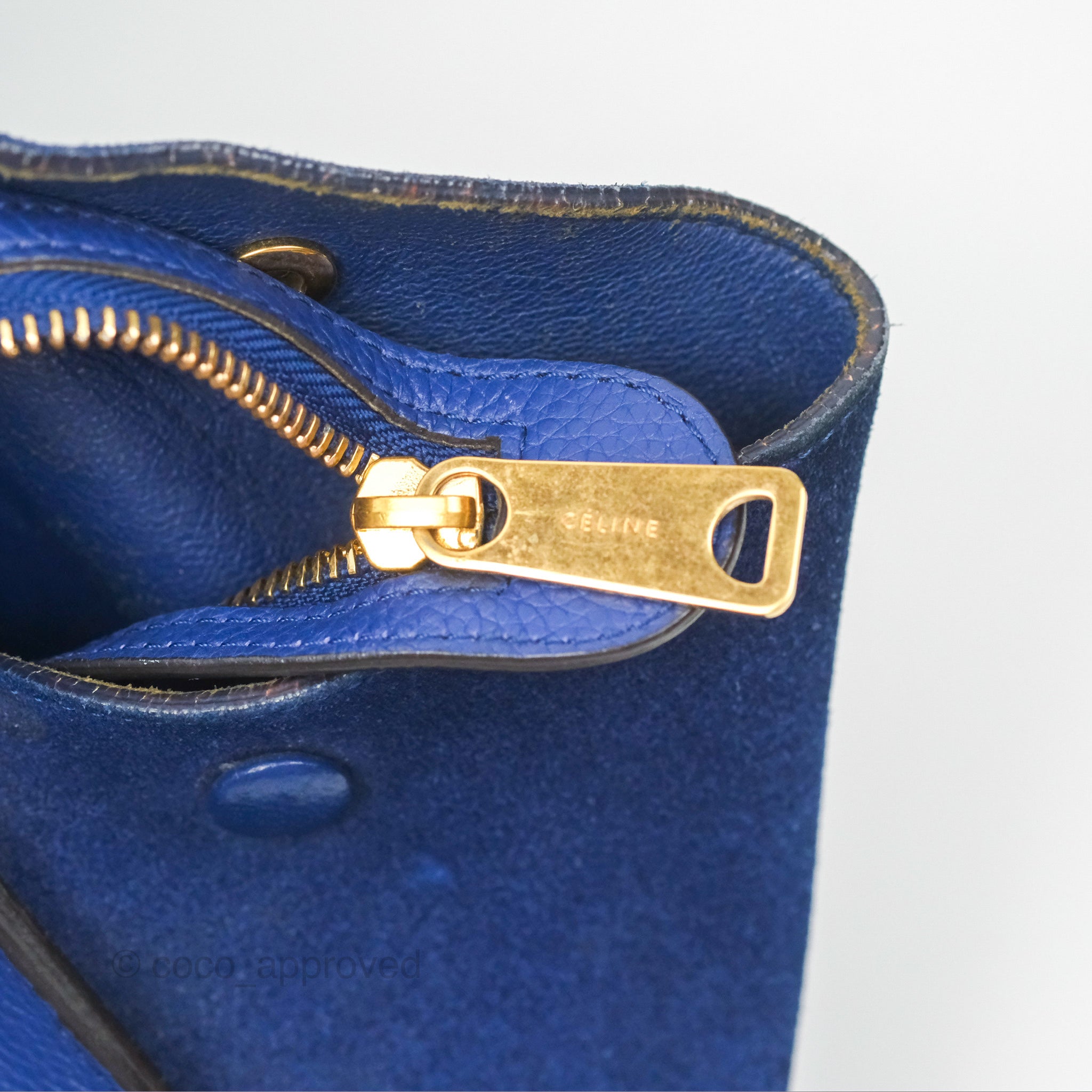 Celine Small Sleek Trapeze Handbag in Blue Calfskin Leather - Perfect for Work, Travel & Everyday Luxury