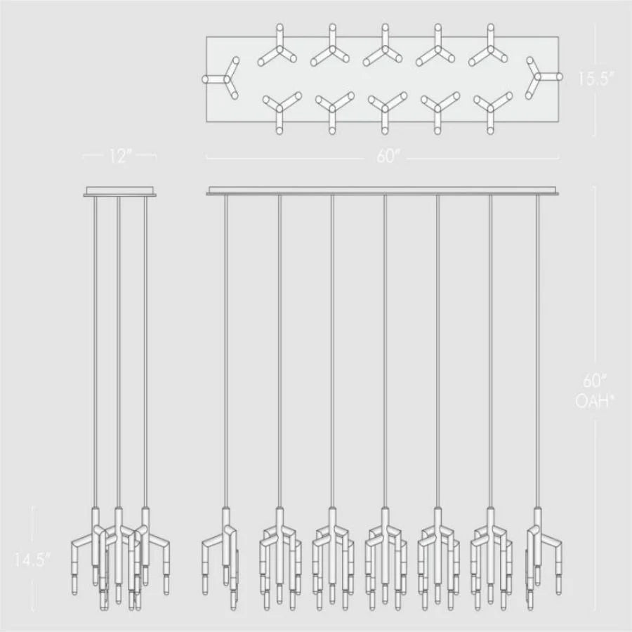 Modern Flora Linear Chandelier - 6-Light LED Crystal Pendant Lighting Fixture for Dining Room, Kitchen Island & Bedroom - Elegant Gold Finish Contemporary Ceiling Light