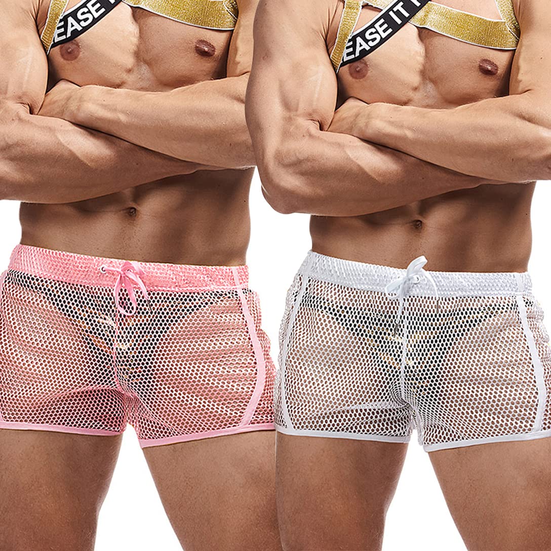 **Men's Mesh Shorts - Breathable See-Through Boxer Briefs for Comfort & Style - Perfect for Gym, Sleep & Casual Wear**