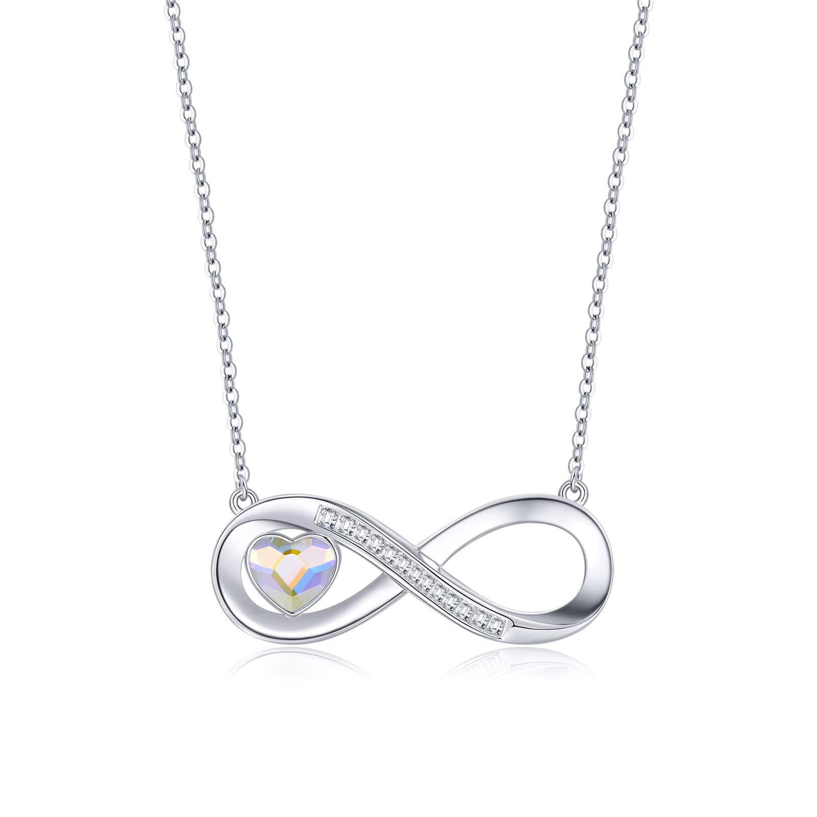 Infinity Love Heart Crystal Necklace for Women - 925 Sterling Silver Pendant with Cubic Zirconia, Elegant Jewelry Gift for Wife, Girlfriend, Sister or Daughter | Perfect for Valentine's Day, Anniversary, Birthday & Special Occasions
