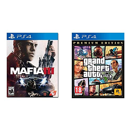 Mafia III & Grand Theft Auto V Premium Edition Bundle for PlayStation 4 - Action-Adventure Game Combo for Crime Story Lovers | Perfect for Gaming Nights and Open-World Exploration
