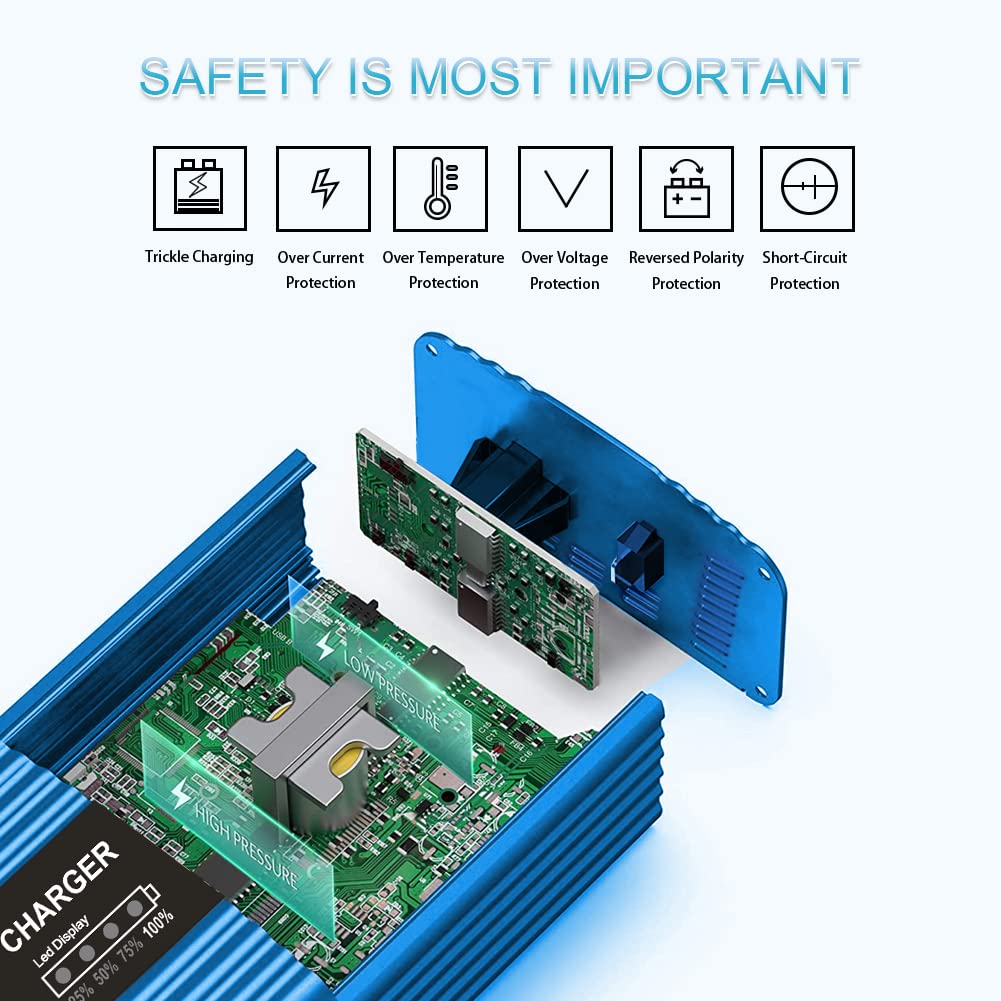 UltraPower 24V 5A Smart Battery Charger & Maintainer with Auto Desulfation - Compatible with Cars, Trucks, Marine Boats, Wheelchairs (I/O Switch & 3-Pin XLR Alligator Connector) - Perfect for Long-Term Vehicle Storage & Battery Maintenance
