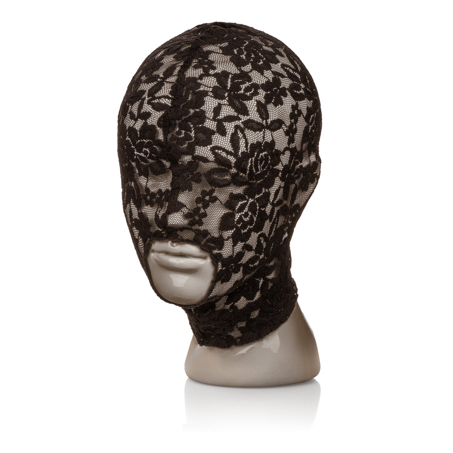 CalExotics Scandal Lace Hood - Black BDSM Blindfold Mask for Couples, Open Mouth Design for Sensory Play & Role-Playing - Perfect for Spicing Up Bedroom Fun & Erotic Games