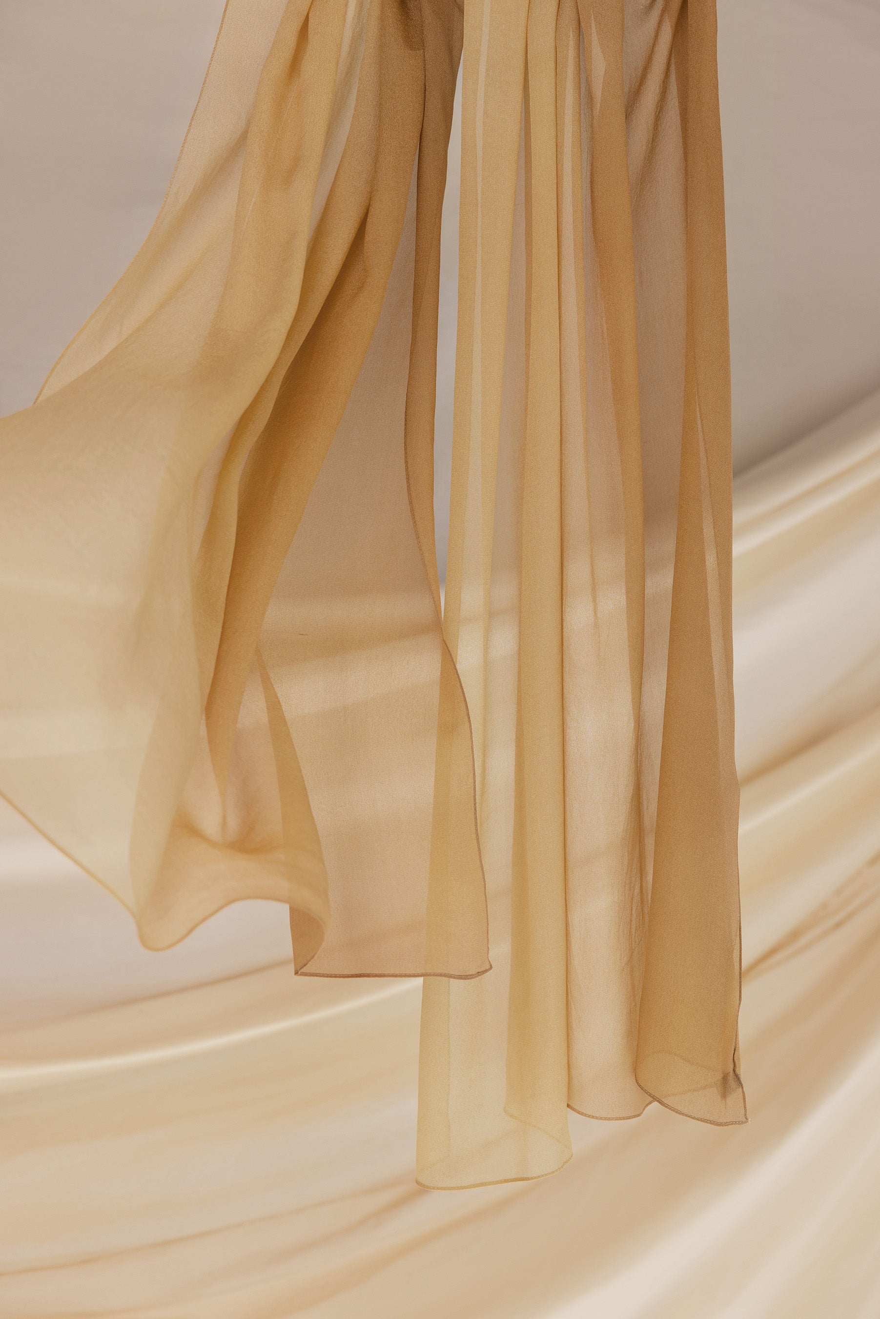 Golden Ombre Silk Chiffon Scarf - Elegant Lightweight Shawl for Women - Perfect for Weddings, Parties & Evening Events