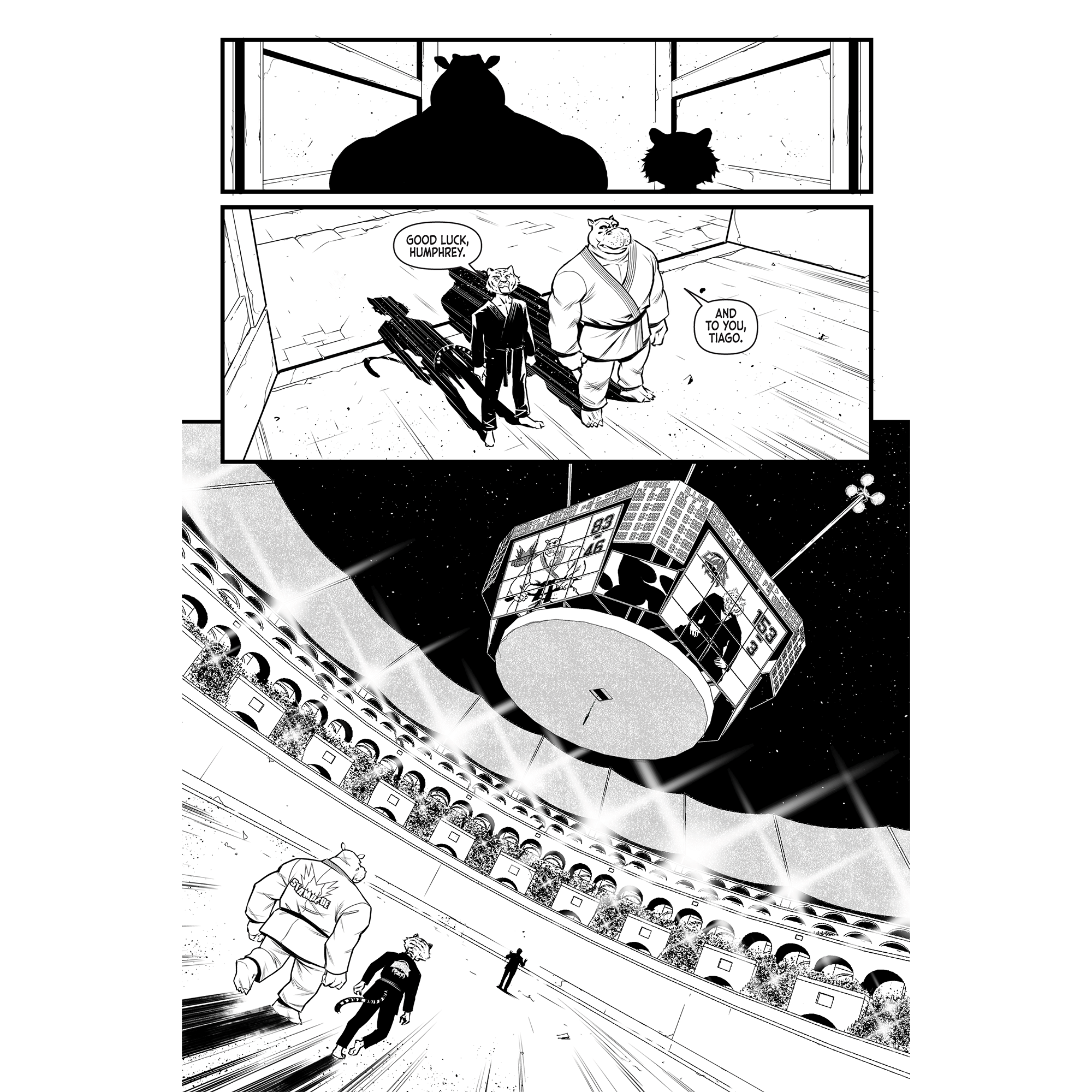 Zoo Jitsu Fighters #1 Comic Book - Kevin Conrad Black & White Edition | Collectible Martial Arts Graphic Novel for Comic Enthusiasts & Gift for Anime Fans