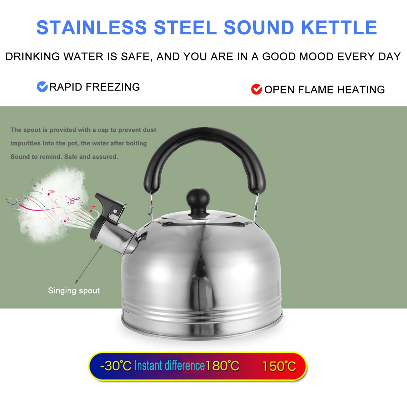 1pc Stainless Steel Whistling Tea Kettle - Portable & Durable for Home, Camping & Travel - Fast Boiling Water Kettle for Tea, Coffee & Cooking