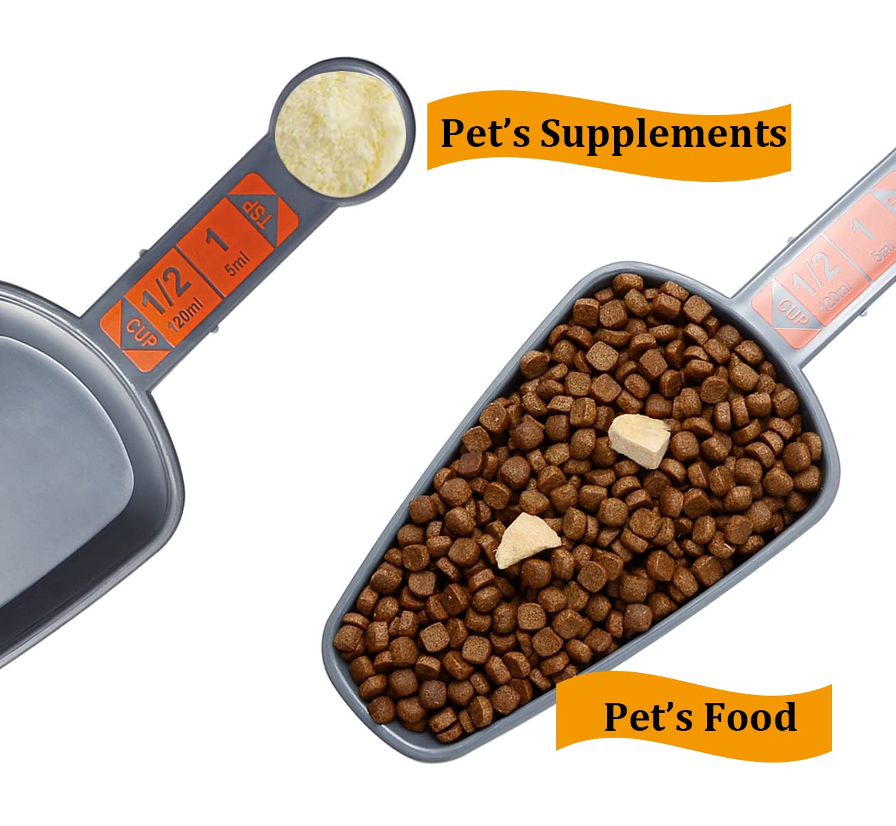 COMTIM Dog Food Scoop Set - Measuring Cups for Pet Food (1 Cup, 1/2 Cup, 1/3 Cup, 1/4 Cup) - Perfect for Portion Control & Feeding Dogs, Cats - Ideal for Kibble, Dry Food Storage & Meal Prep