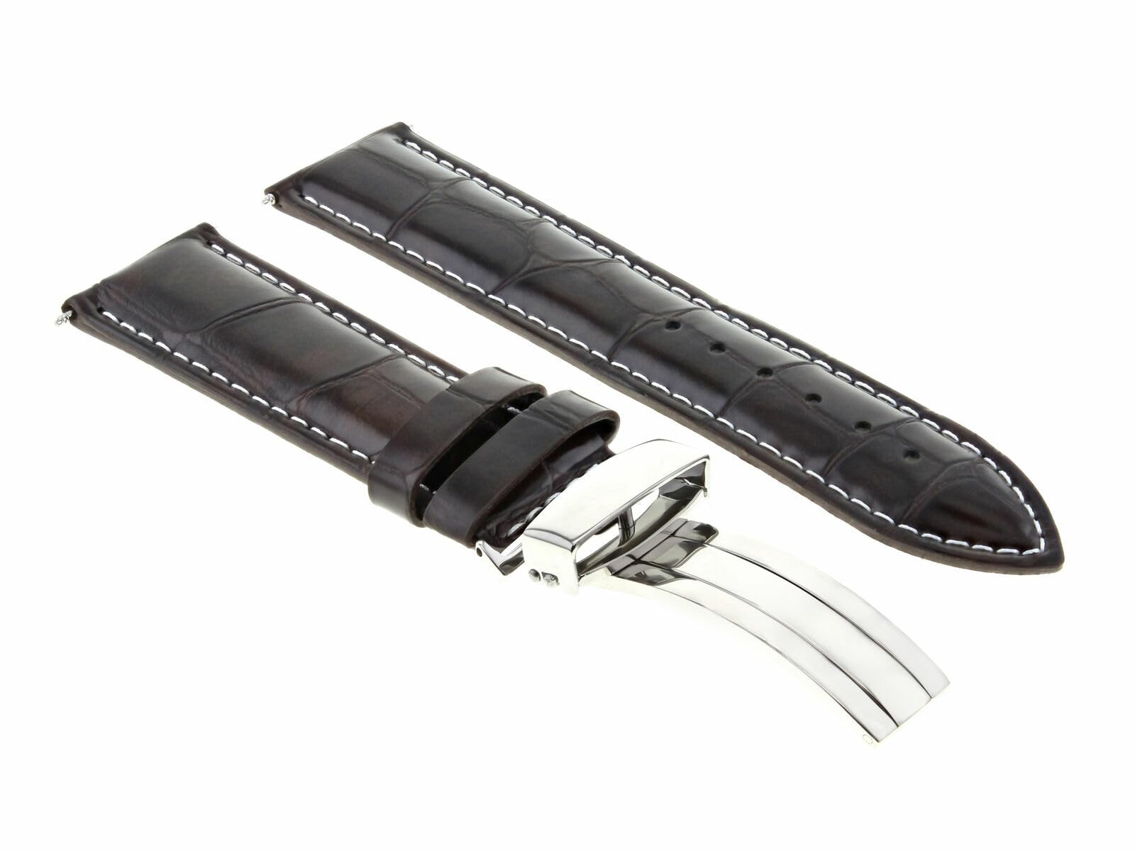 22mm Genuine Leather Watch Band Strap with Deployment Clasp - Compatible with Breitling Navitimer - Premium Brown Replacement Strap for Men - Perfect for Business, Casual & Formal Occasions