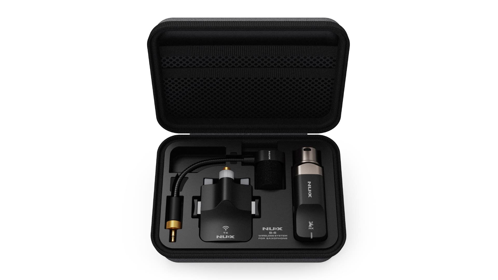 NUX B-6 Wireless Saxophone Microphone System - 2.4GHz High-Resolution Sax Mic with Charging Case & Tonebird Sax Care Bundle | Perfect for Live Performances, Studio Recording & Saxophone Maintenance