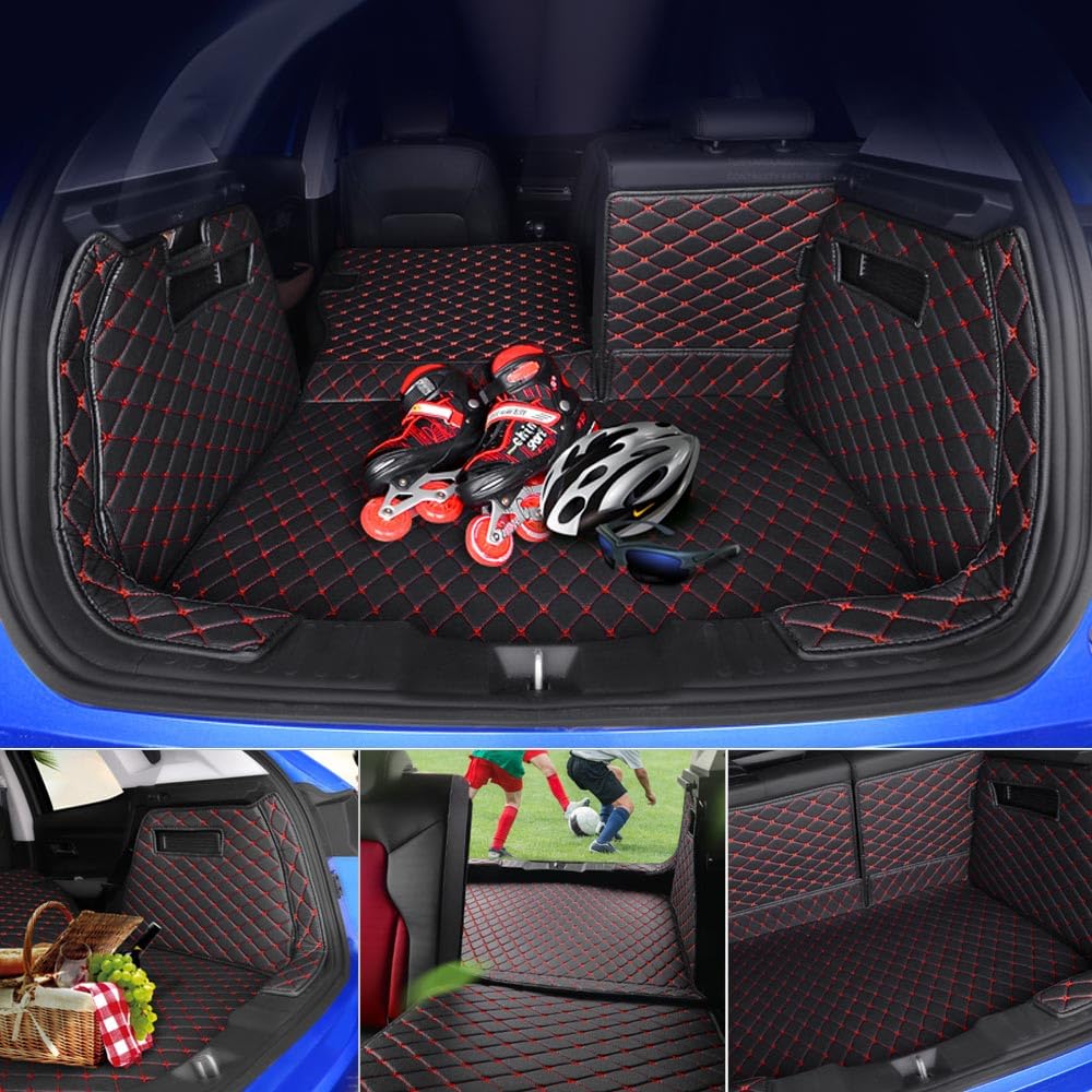 Custom Cargo Cover Mats Trunk Cargo Liner for Lexus UX UX200 UX250H - All Weather Protection, 3D Laser Measured for Maximum Coverage, Odorless & Durable (Black with Red Stitching) - Perfect for Road Trips, Grocery Hauling & Pet Transport