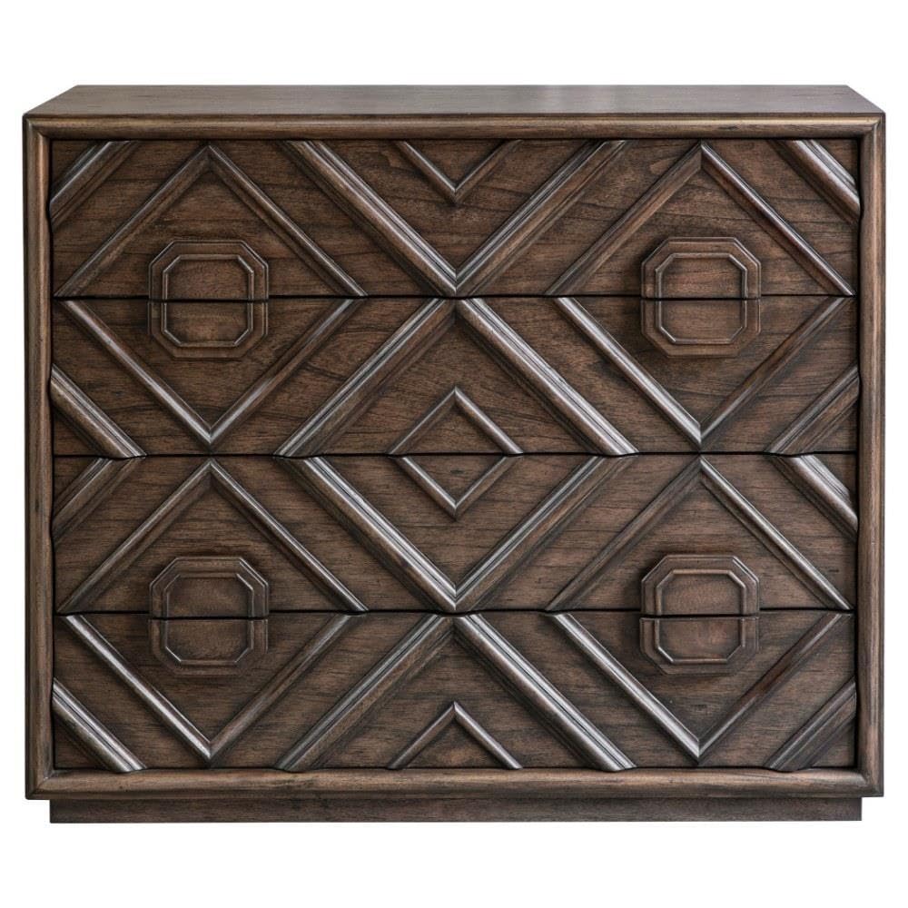Mindra 43 Inch 5-Drawer Chest - Modern Wooden Dresser for Bedroom Storage Organizer | Perfect for Clothes, Accessories & Home Organization