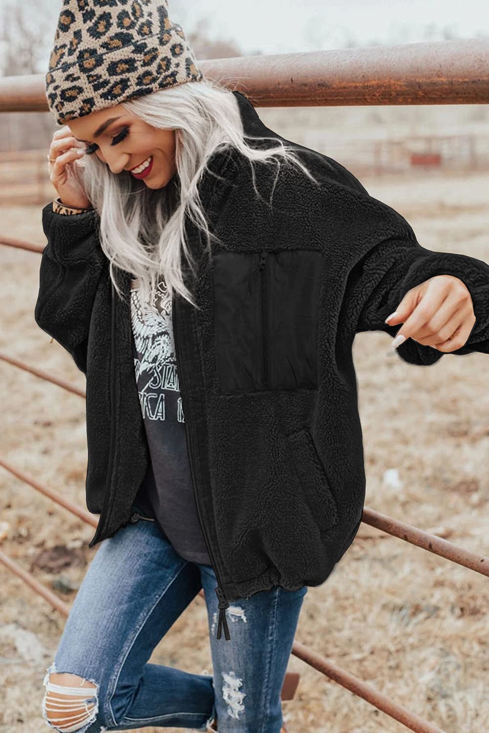Women's Chunky Knit Fleece Cardigan - Long Sleeve Zip Up Jacket with Pockets | Warm Winter Coat for Women | Perfect for Casual Outfits, Lounging at Home & Outdoor Activities