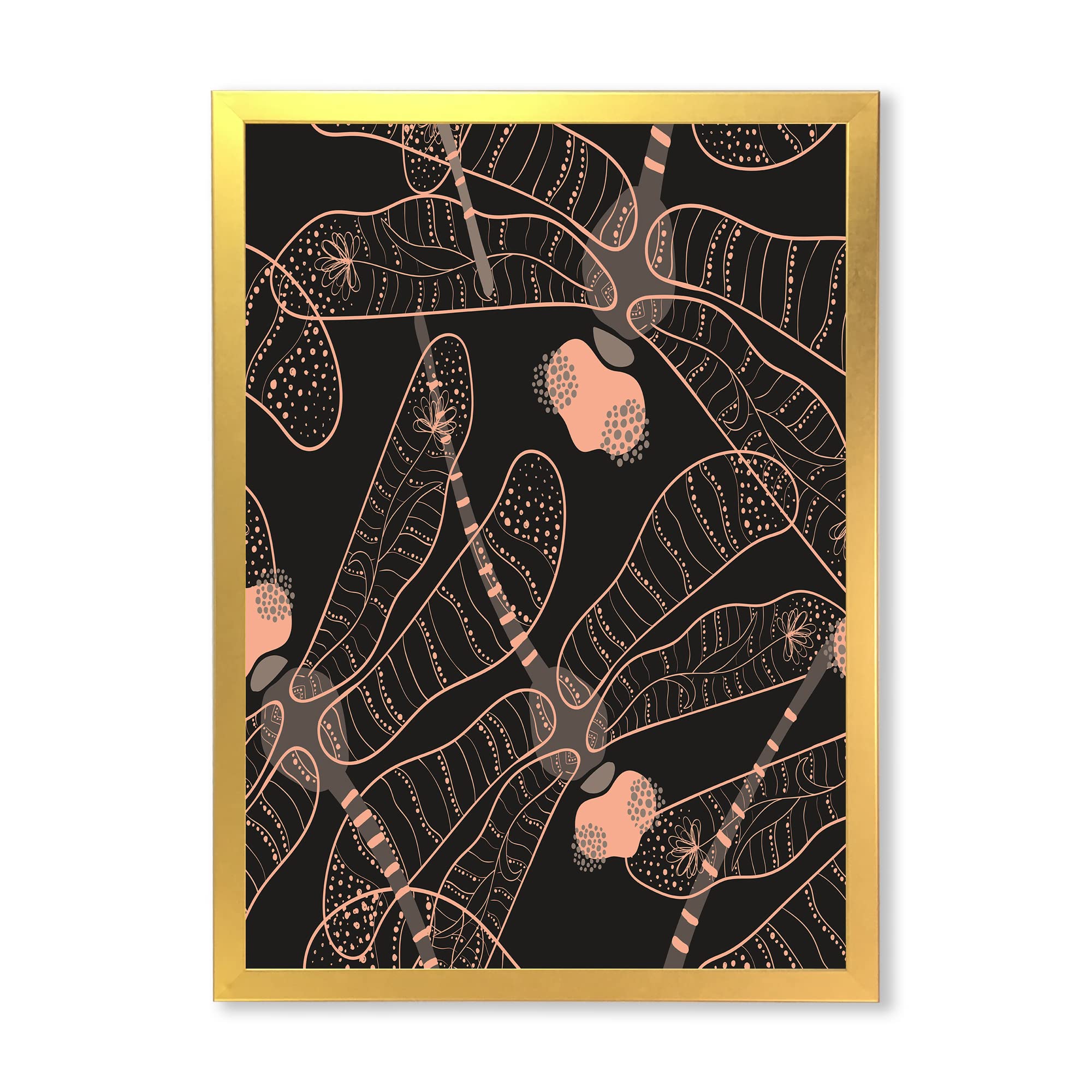 DesignQ Folk Art Seamless Dragonfly Pattern - Bohemian Eclectic Framed Wall Decor for Living Room, Bedroom & Office