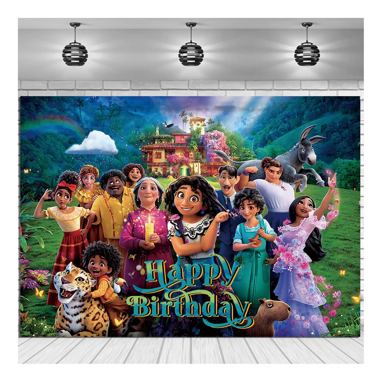 DYTH Happy Birthday Photo Backdrop - Cartoon Magic Movie Encanto Themed Photography Background for Princess Party, Cake Table Decorations (5x3ft/150x100cm) | Perfect for Birthday Celebrations, Baby Showers & Themed Photoshoots