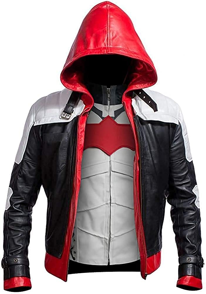 Red Hood Batman Arkham Knight Jason Todd Cosplay Costume Faux Leather Jacket - Perfect for Halloween, Comic Con & Superhero Costume Parties