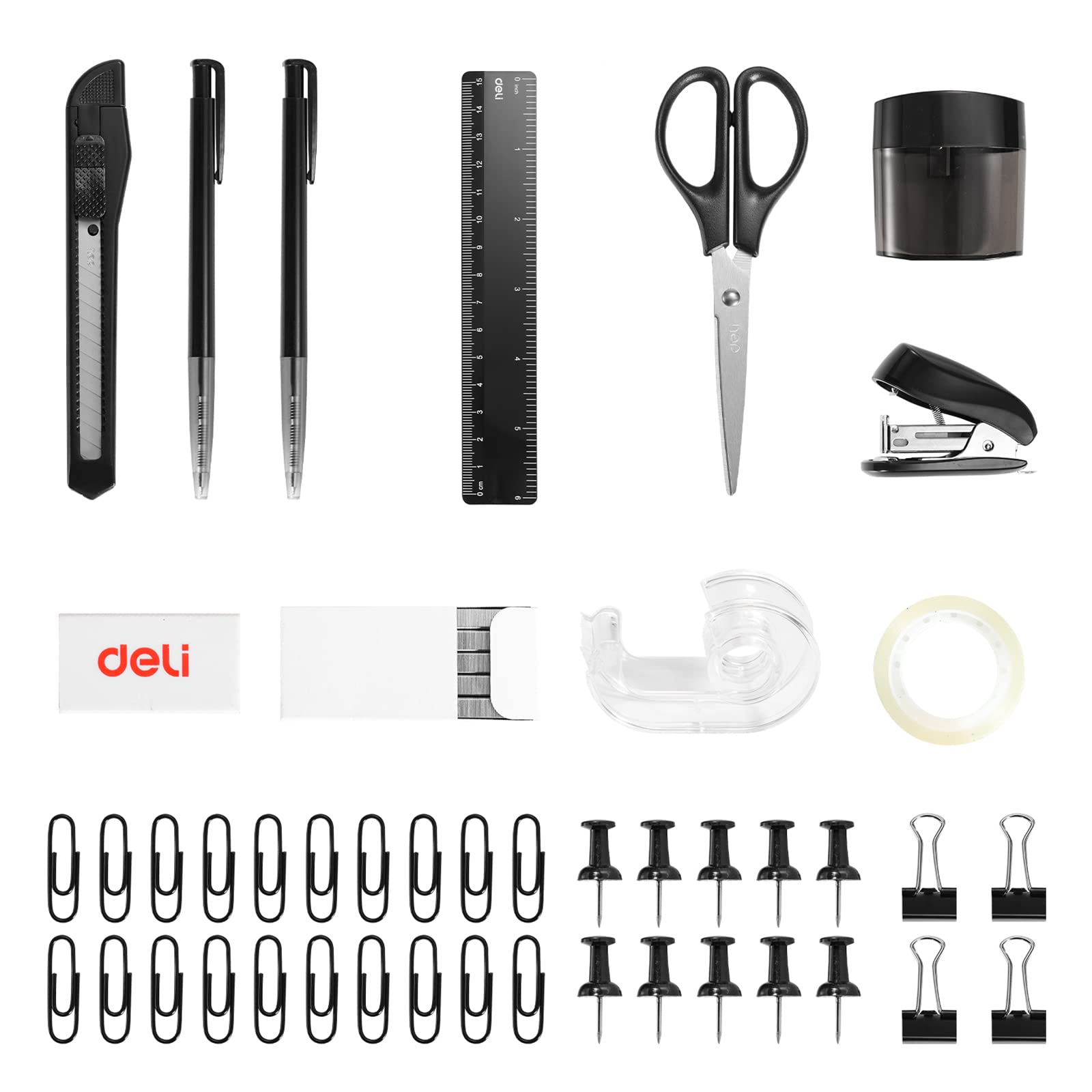 Deli 15-Piece Office Supplies Kit with Desk Organizer - Perfect for Home & Office Workspace