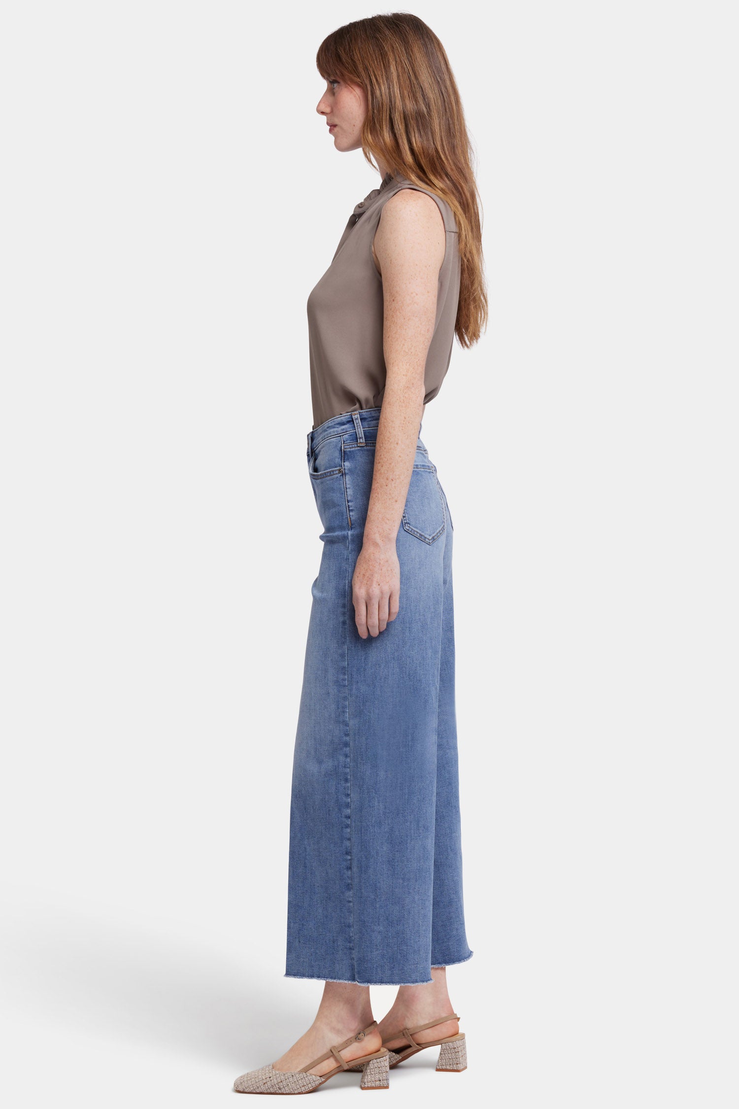 Brodi Women's Wide Leg Ankle Jeans - Barcelona Breeze Wash | High Waisted Stretch Denim Pants for Casual & Office Wear