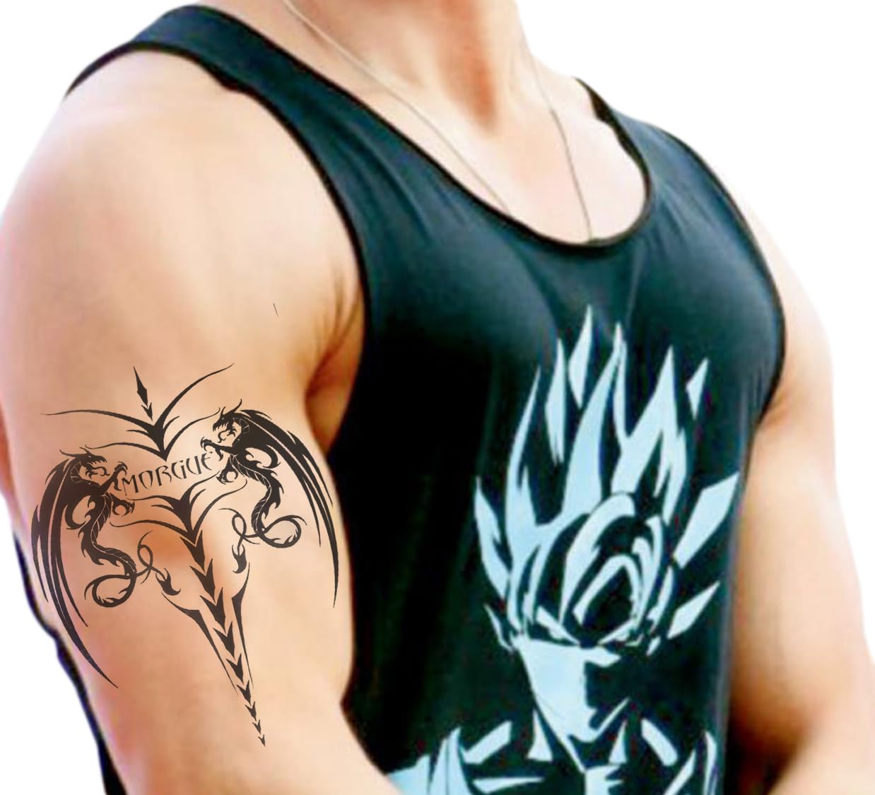 Waterproof Temporary Tattoo Stickers for Men & Women - 3D Realistic Flowers, Butterflies, Stars, Angels, Wolves & Armband Designs (21x15cm) | Perfect for Parties, Halloween, Cosplay & Body Art | HB-157