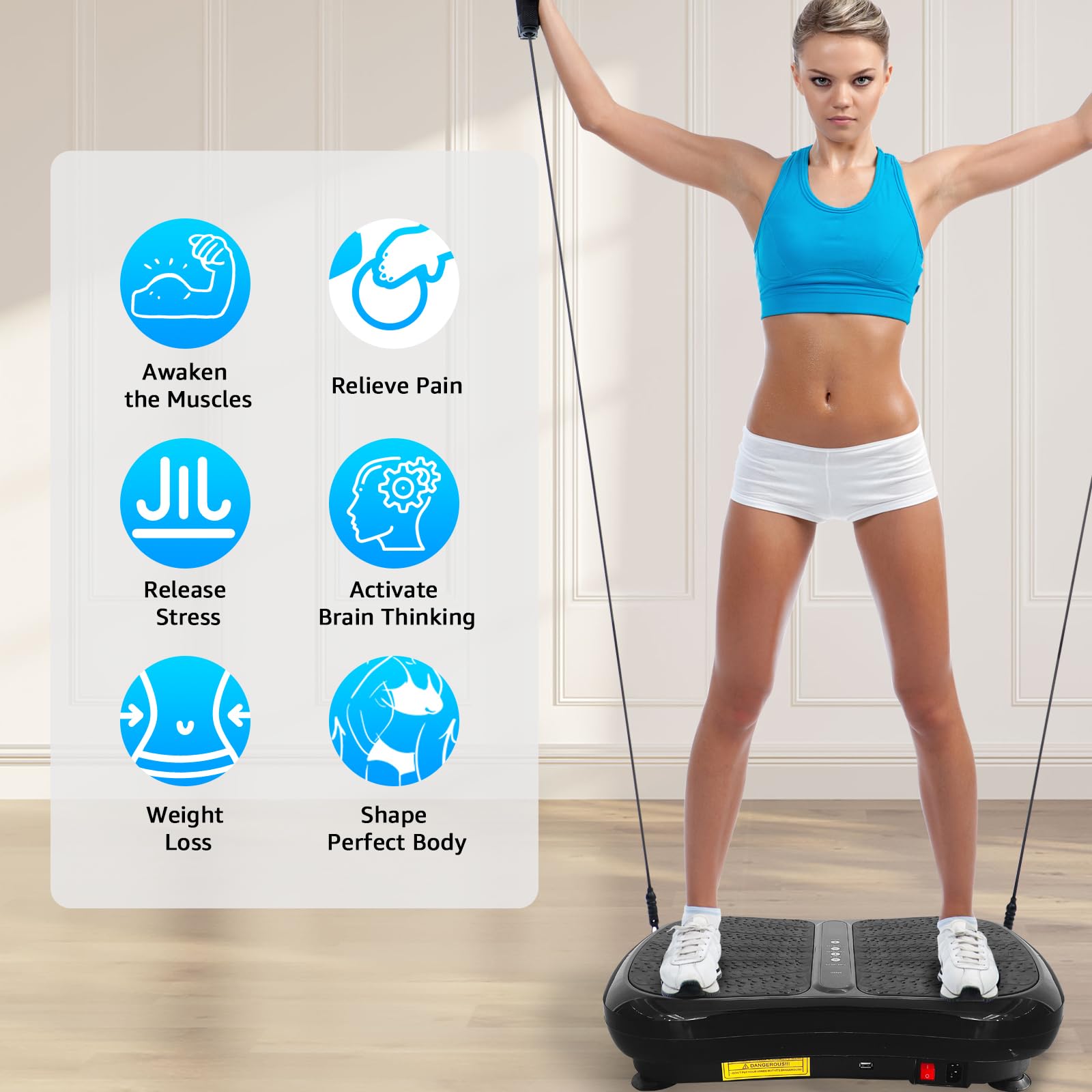 99 Levels 330LBS Mini Vibration Plate Exercise Machine - Whole Body Workout Vibration Fitness Platform with Resistance Bands - Home Training Equipment for Weight Loss, Toning & Muscle Recovery - Perfect for Home Gym, Physical Therapy & Post-Workout Recovery (Black)