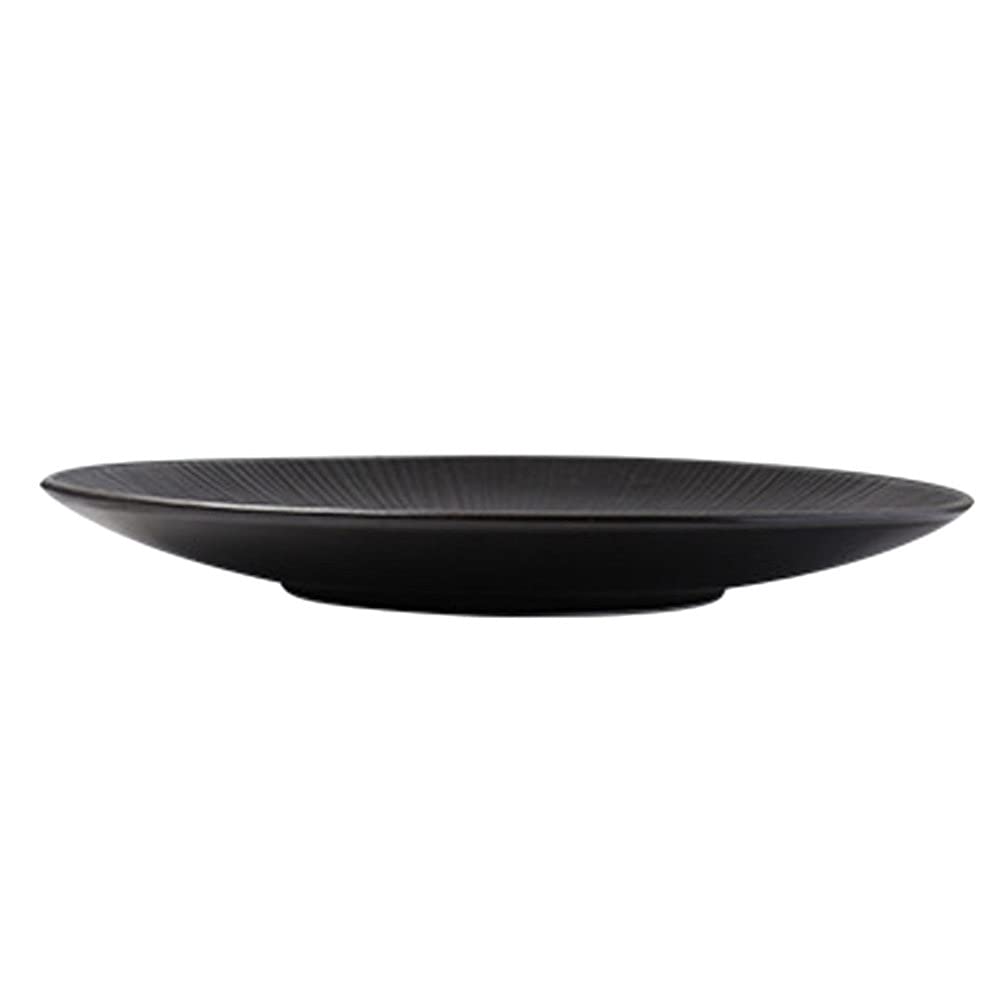 OSALADI 8-Inch Black Ceramic Dessert Tray - Japanese Style Pasta Plate, Steak Plate & Appetizer Dish for Home, Kitchen & Restaurants | Perfect for Serving Sushi, Appetizers, Sauces & Seasonings