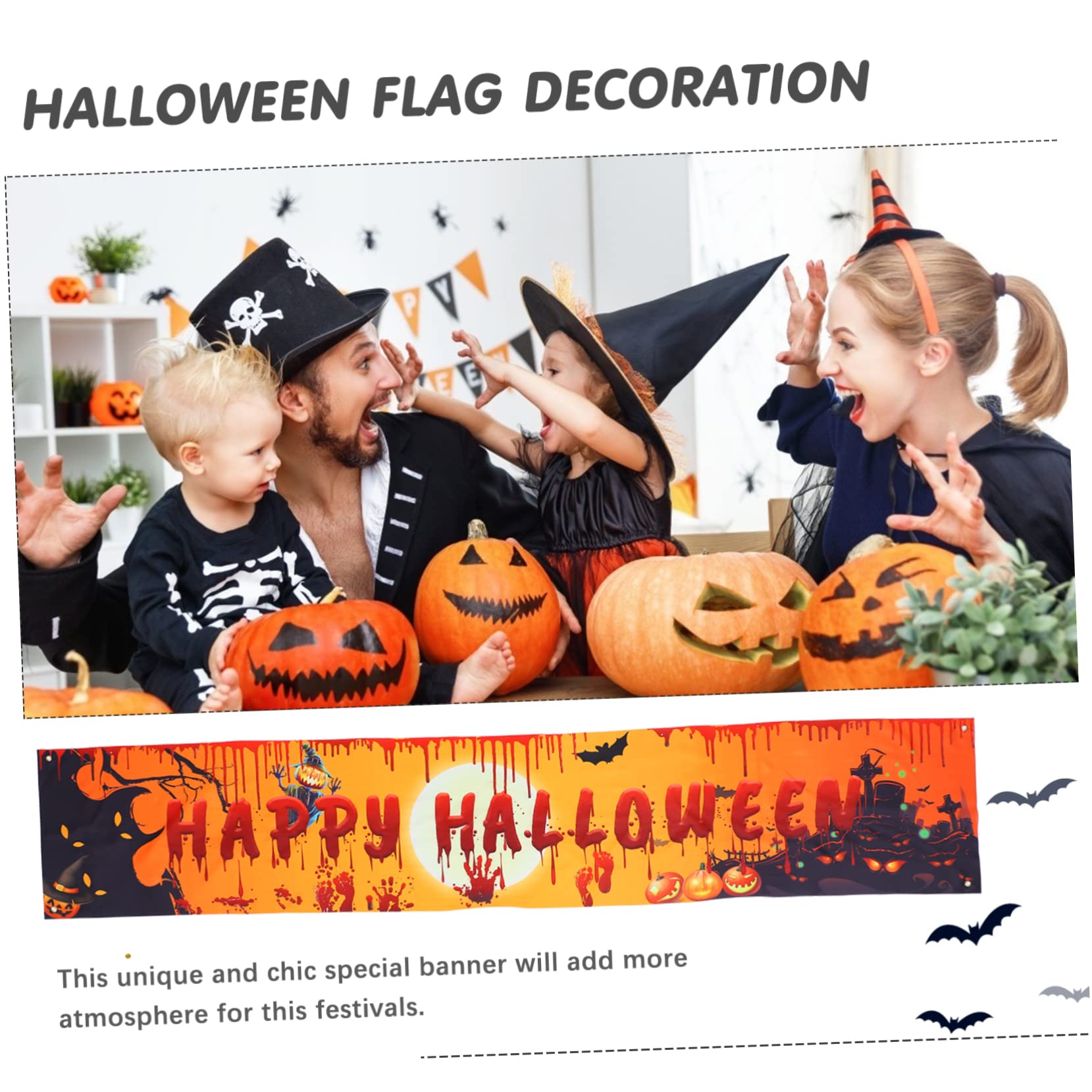VICASKY 3-Piece Halloween Banner Set - Spooky Front Door Decor, Hanging Party Sign, Durable Polyester Halloween Decoration Supplies - Perfect for Halloween Parties, Home & Outdoor Decorations