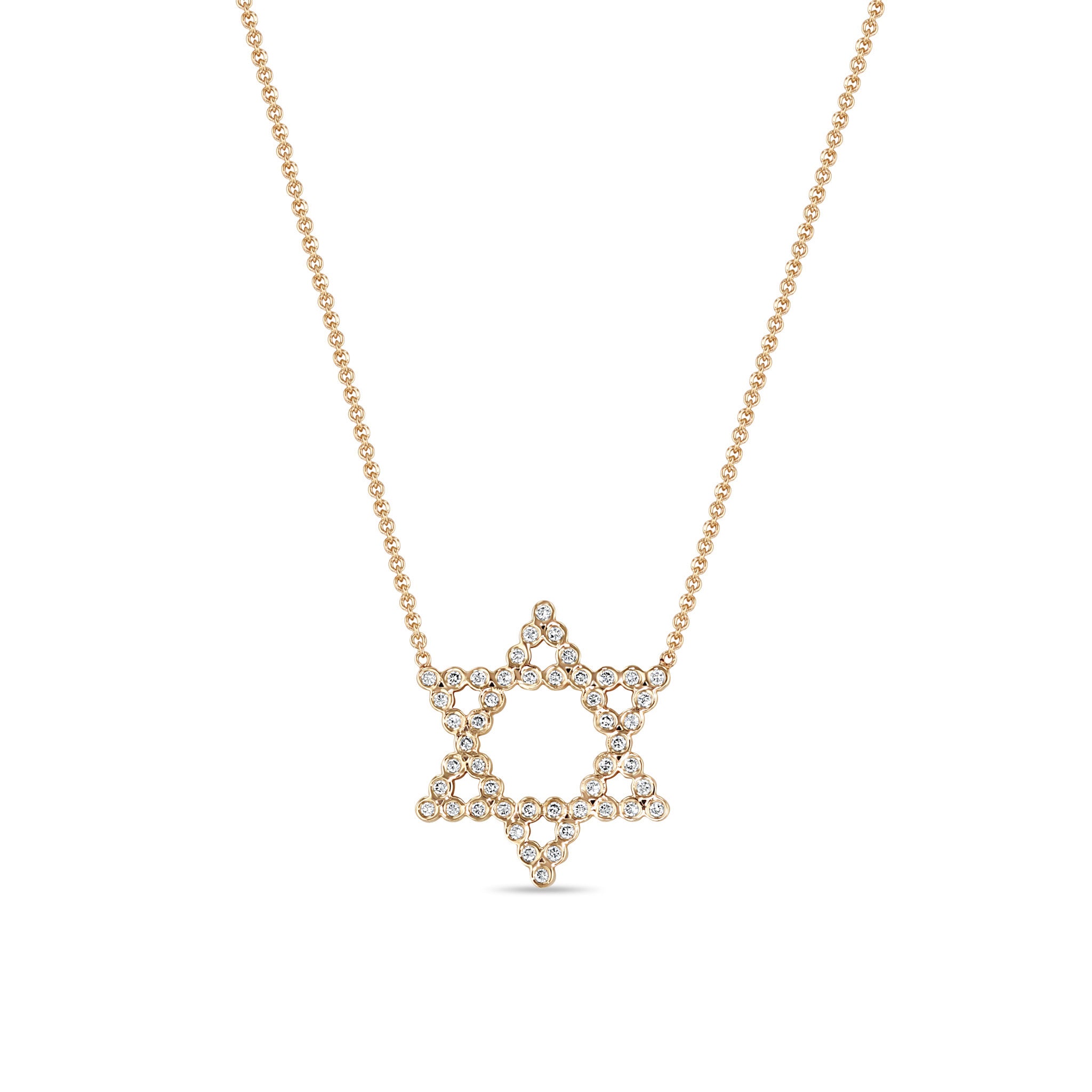 14K Gold Diamond Bezel Star of David Pendant Necklace for Women - Elegant Jewish Jewelry Gift for Hanukkah, Bar Mitzvah & Special Occasions